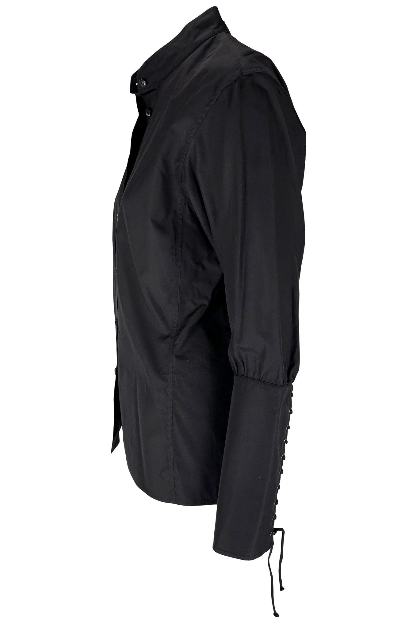 F/W 2001 Yves Saint Laurent by Tom Ford Lace - Up Cuff Black Button - Up Blouse - RealList