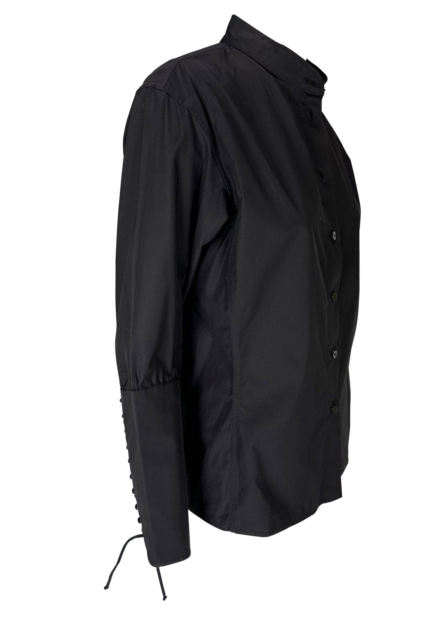 F/W 2001 Yves Saint Laurent by Tom Ford Lace - Up Cuff Black Button - Up Blouse - RealList