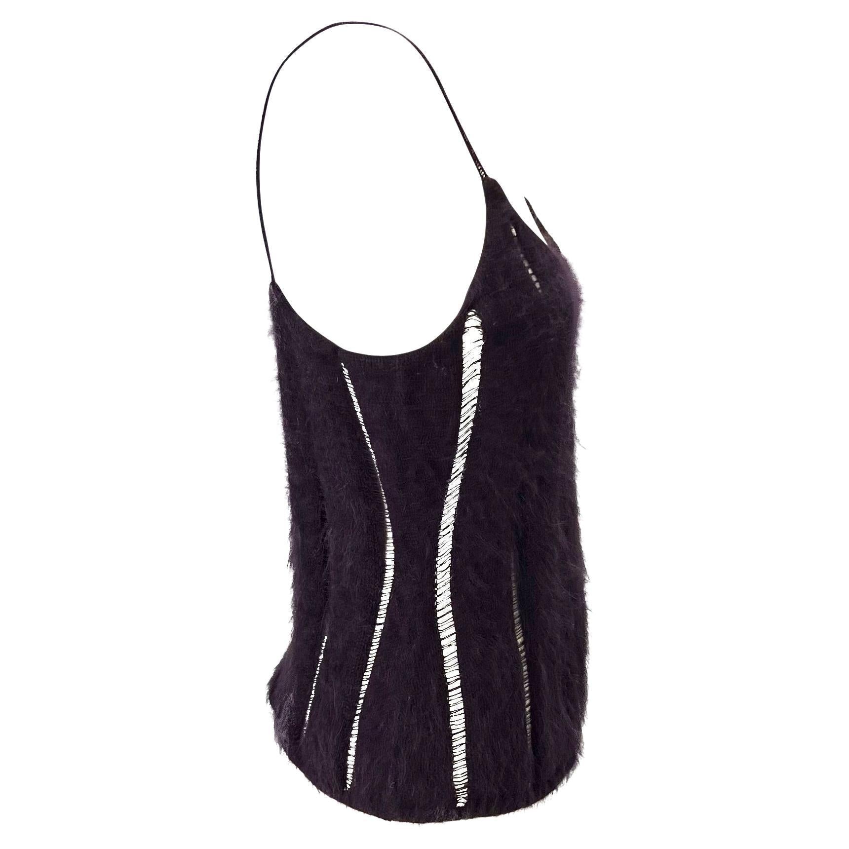 F/W 2001 Yves Saint Laurent by Tom Ford Purple Angora Stretch Panel Tank Top - RealList