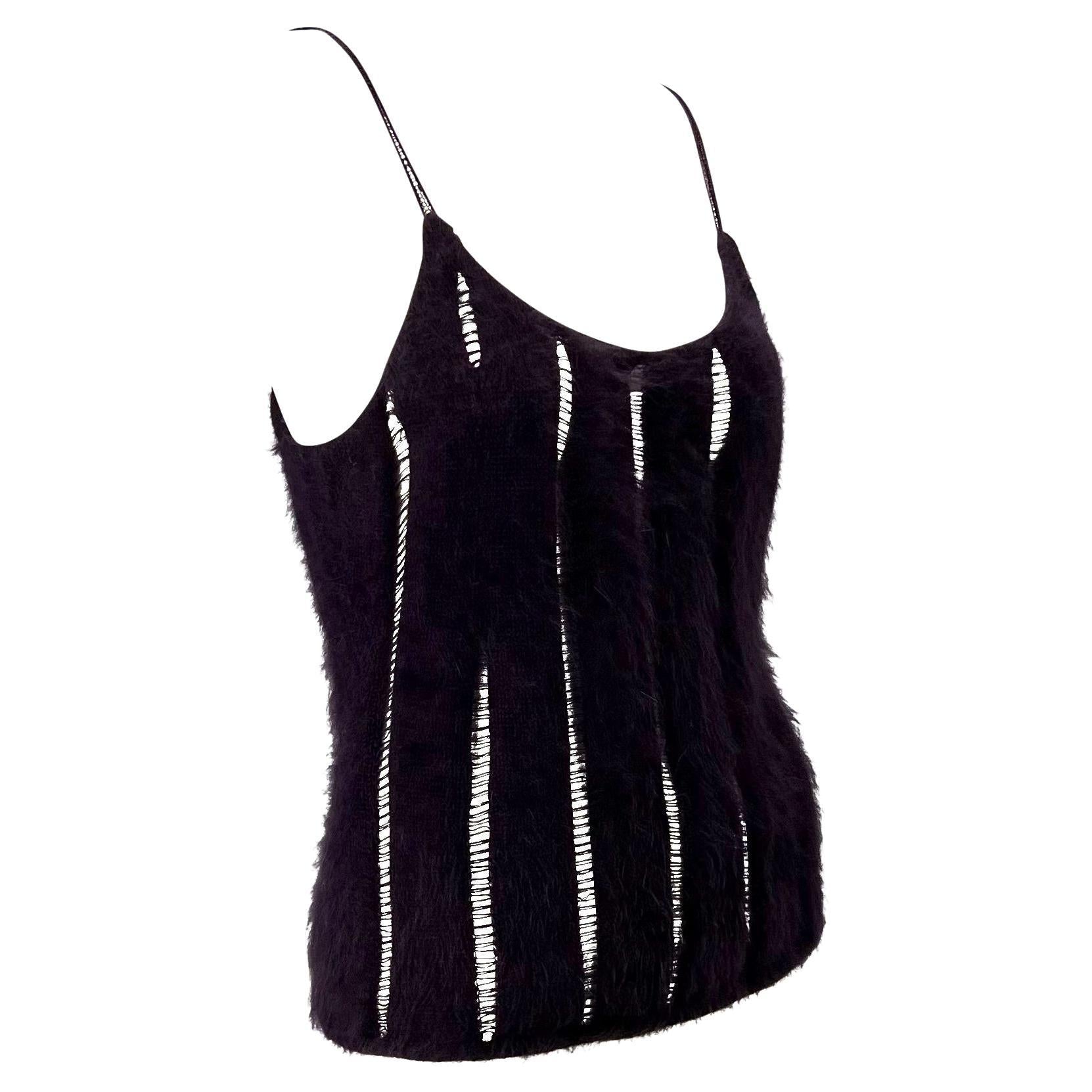 F/W 2001 Yves Saint Laurent by Tom Ford Purple Angora Stretch Panel Tank Top - RealList