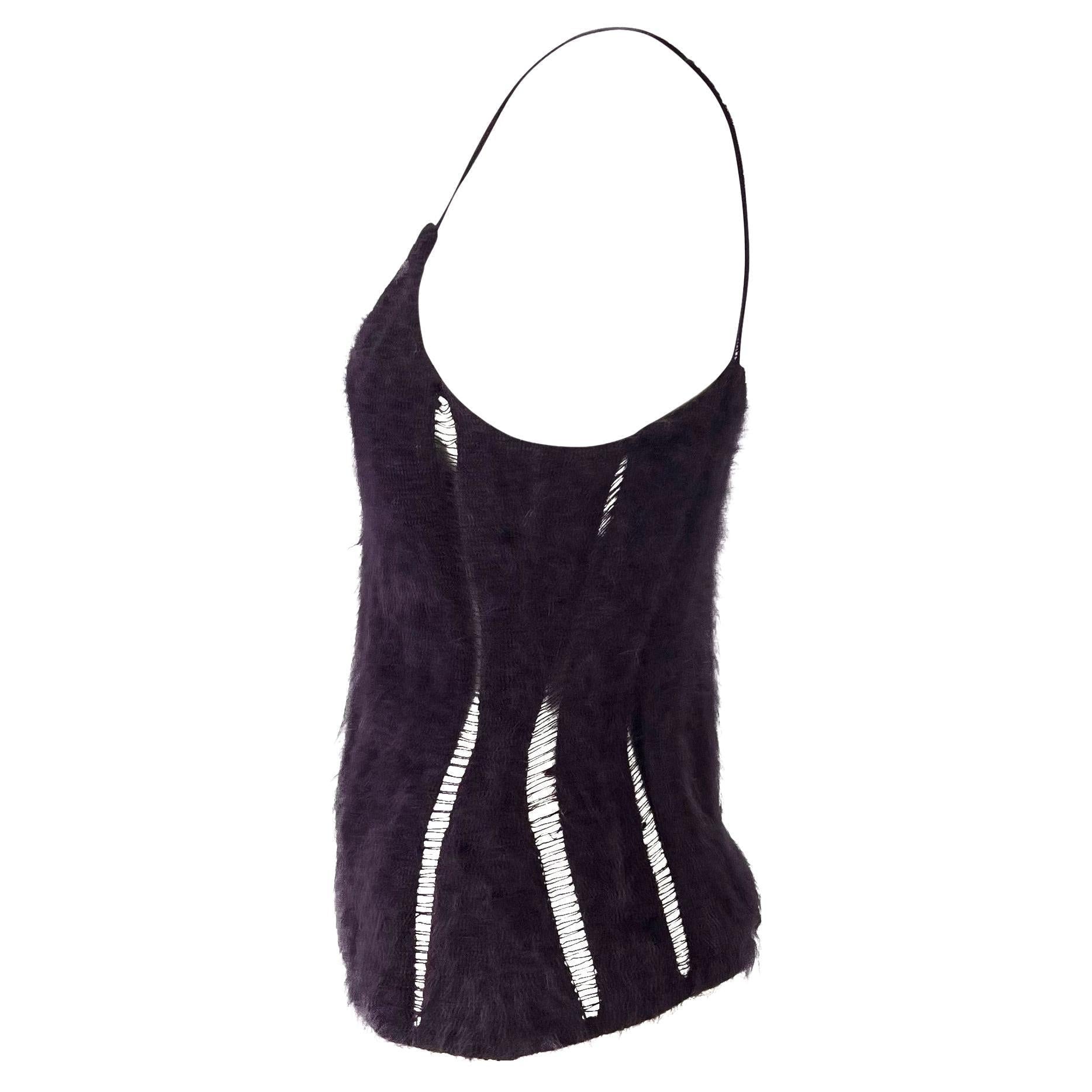 F/W 2001 Yves Saint Laurent by Tom Ford Purple Angora Stretch Panel Tank Top - RealList