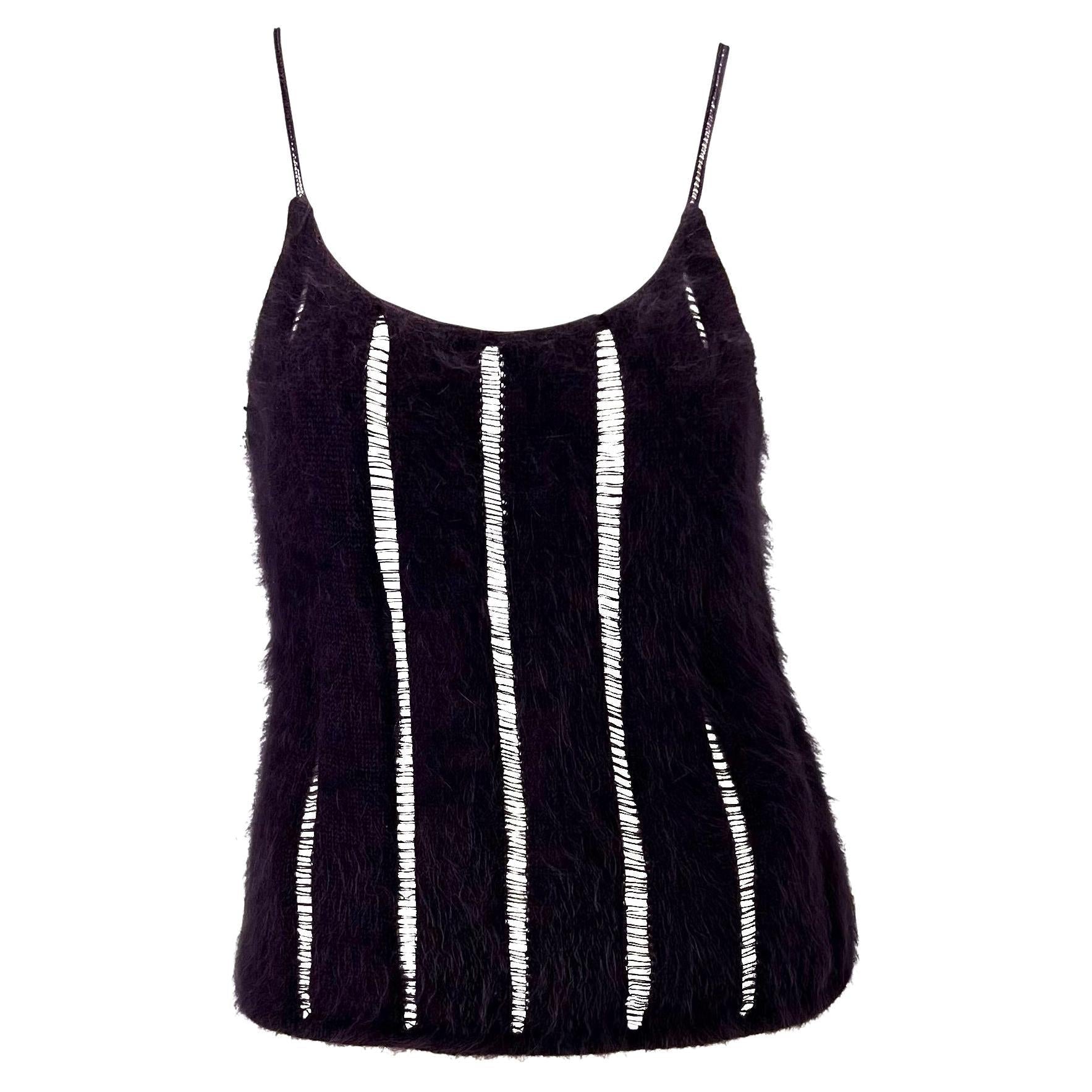 F/W 2001 Yves Saint Laurent by Tom Ford Purple Angora Stretch Panel Tank Top - RealList
