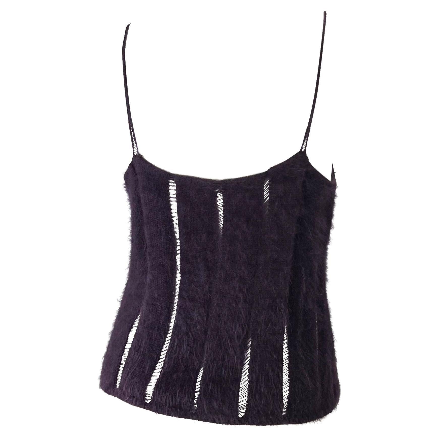 F/W 2001 Yves Saint Laurent by Tom Ford Purple Angora Stretch Panel Tank Top - RealList
