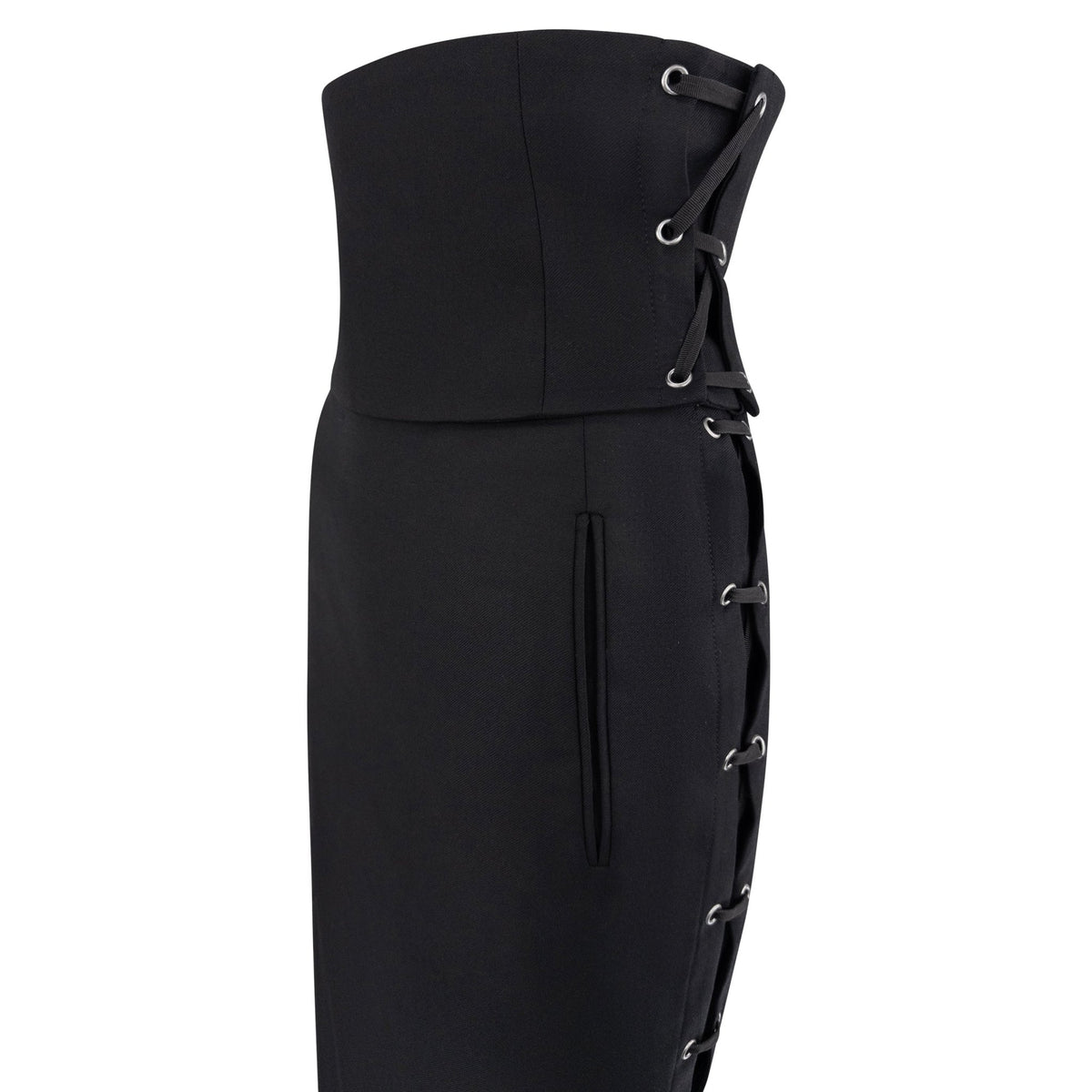 F/W 2001 Yves Saint Laurent by Tom Ford Runway Lace - Up Corset Belt Skirt Set - RealList