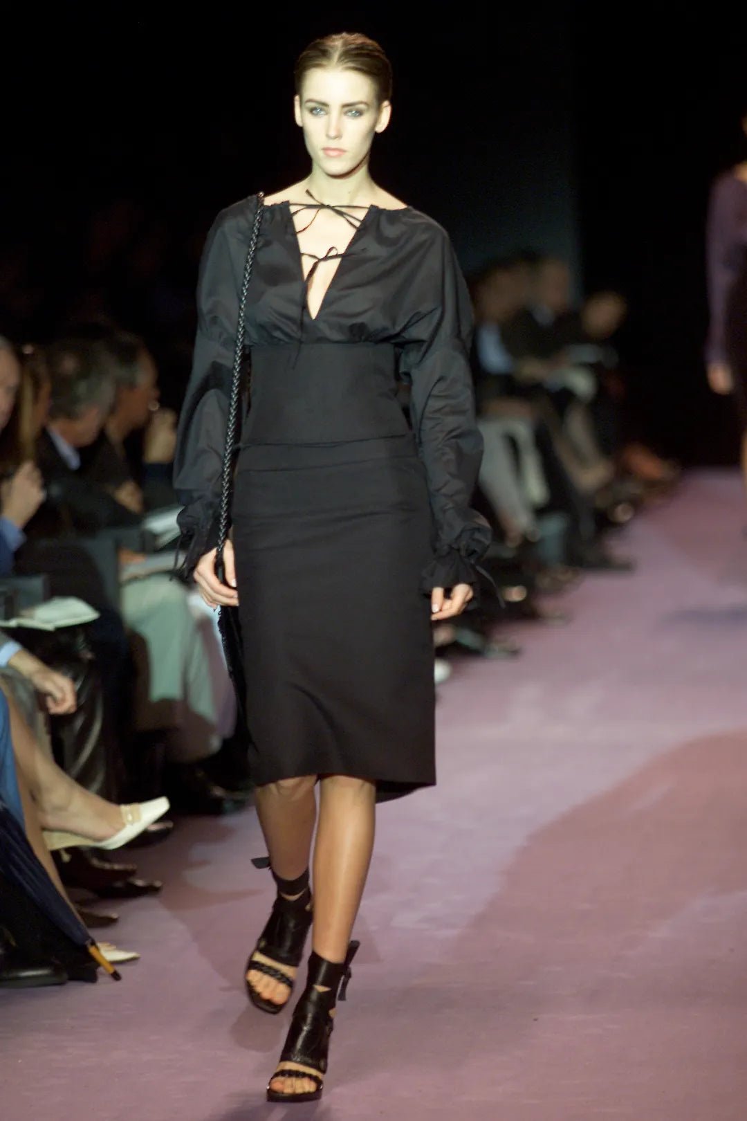 F/W 2001 Yves Saint Laurent by Tom Ford Runway Lace - Up Corset Belt Skirt Set - RealList