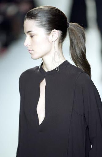 F/W 2002 Calvin Klein Collection Runway Black Keyhole High - Slit Tunic Top - RealList