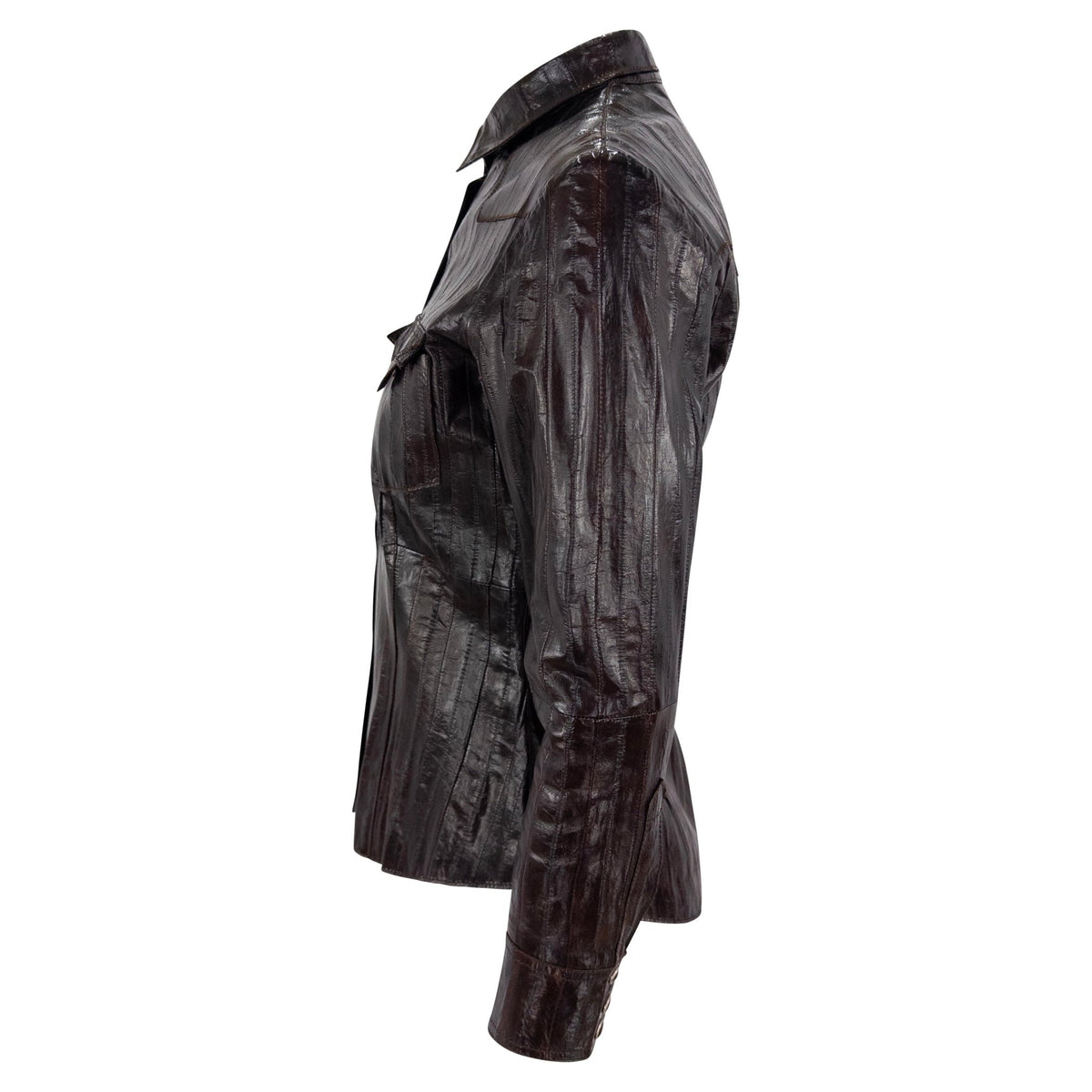 F/W 2002 Christian Dior by John Galliano Genuine Eel Skin Brown Leather Western Jacket - RealList