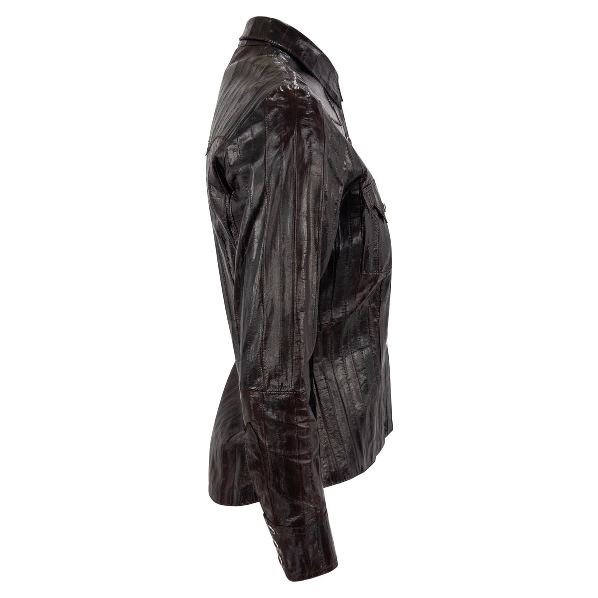 F/W 2002 Christian Dior by John Galliano Genuine Eel Skin Brown Leather Western Jacket - RealList