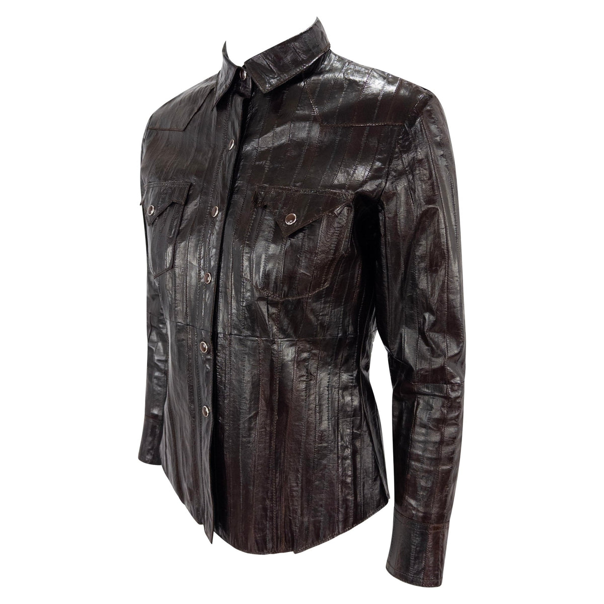 F/W 2002 Christian Dior by John Galliano Genuine Eel Skin Brown Leather Western Jacket - RealList