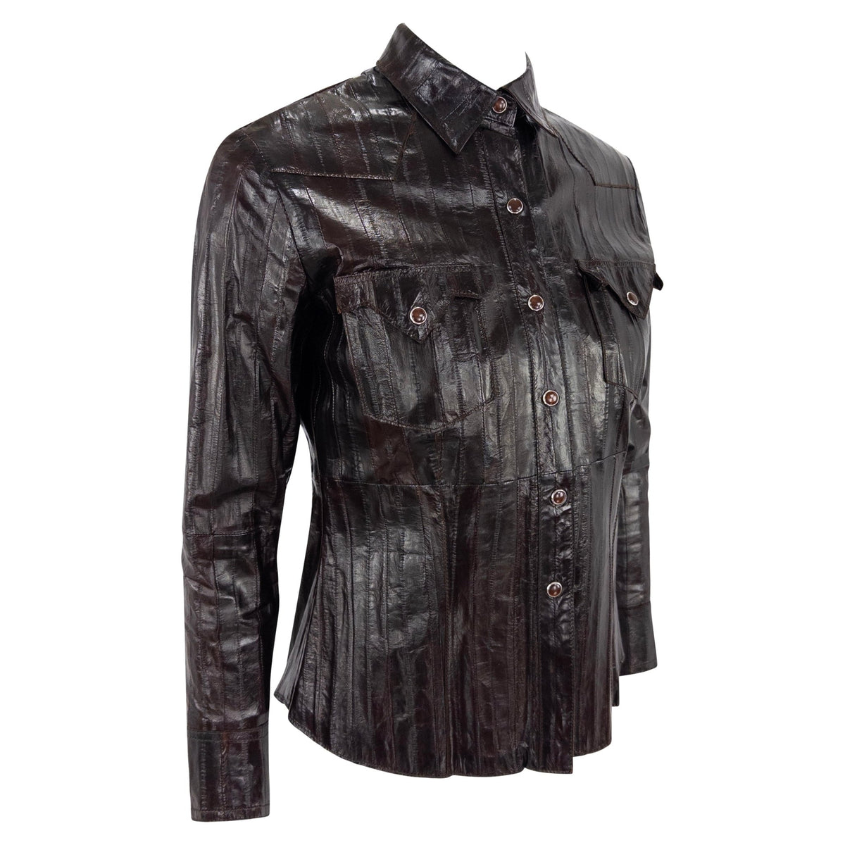 F/W 2002 Christian Dior by John Galliano Genuine Eel Skin Brown Leather Western Jacket - RealList