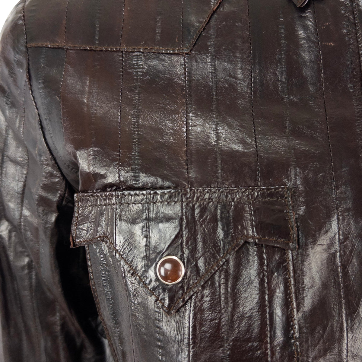 F/W 2002 Christian Dior by John Galliano Genuine Eel Skin Brown Leather Western Jacket - RealList