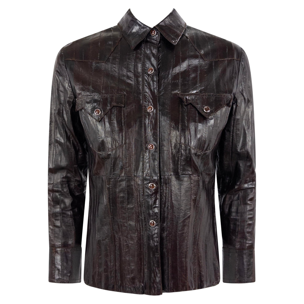 F/W 2002 Christian Dior by John Galliano Genuine Eel Skin Brown Leather Western Jacket - RealList