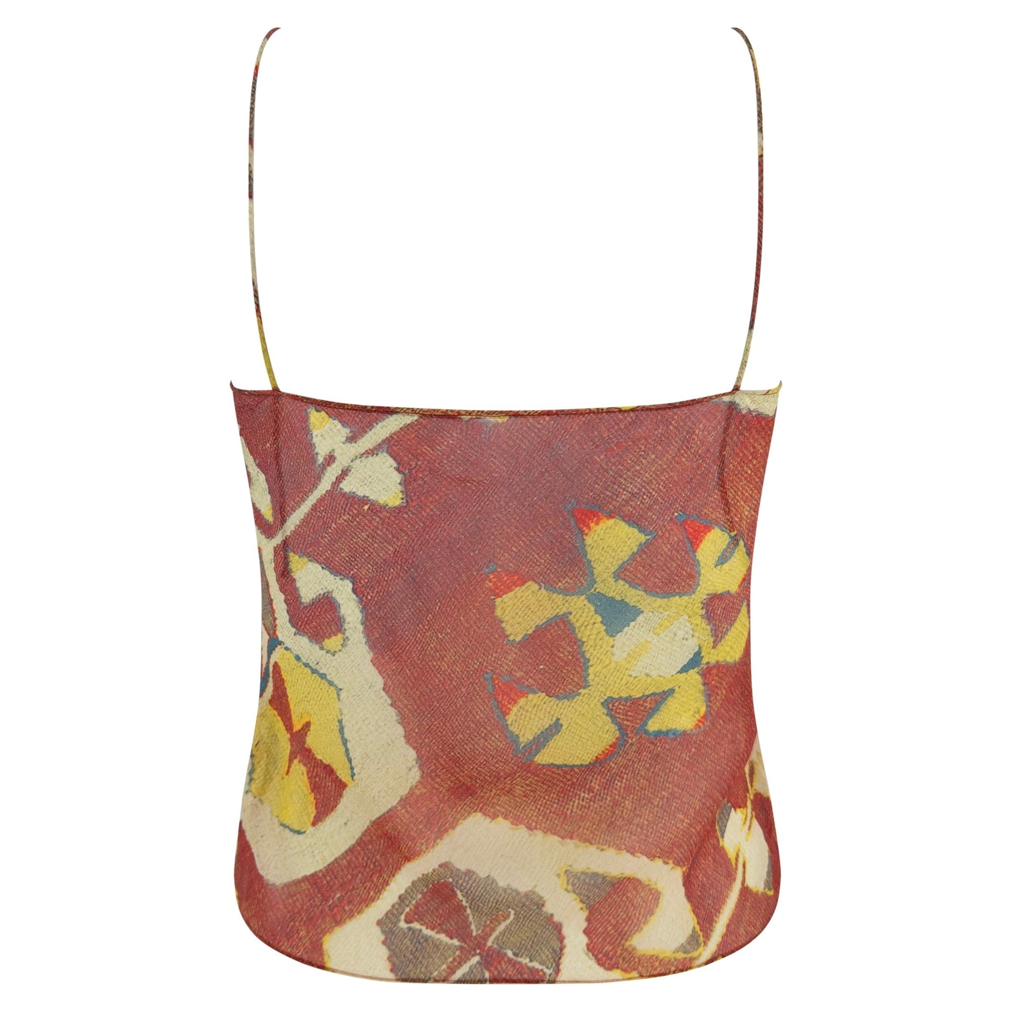 F/W 2002 Christian Dior by John Galliano Ikat Pattern Sheer Tank Top - RealList
