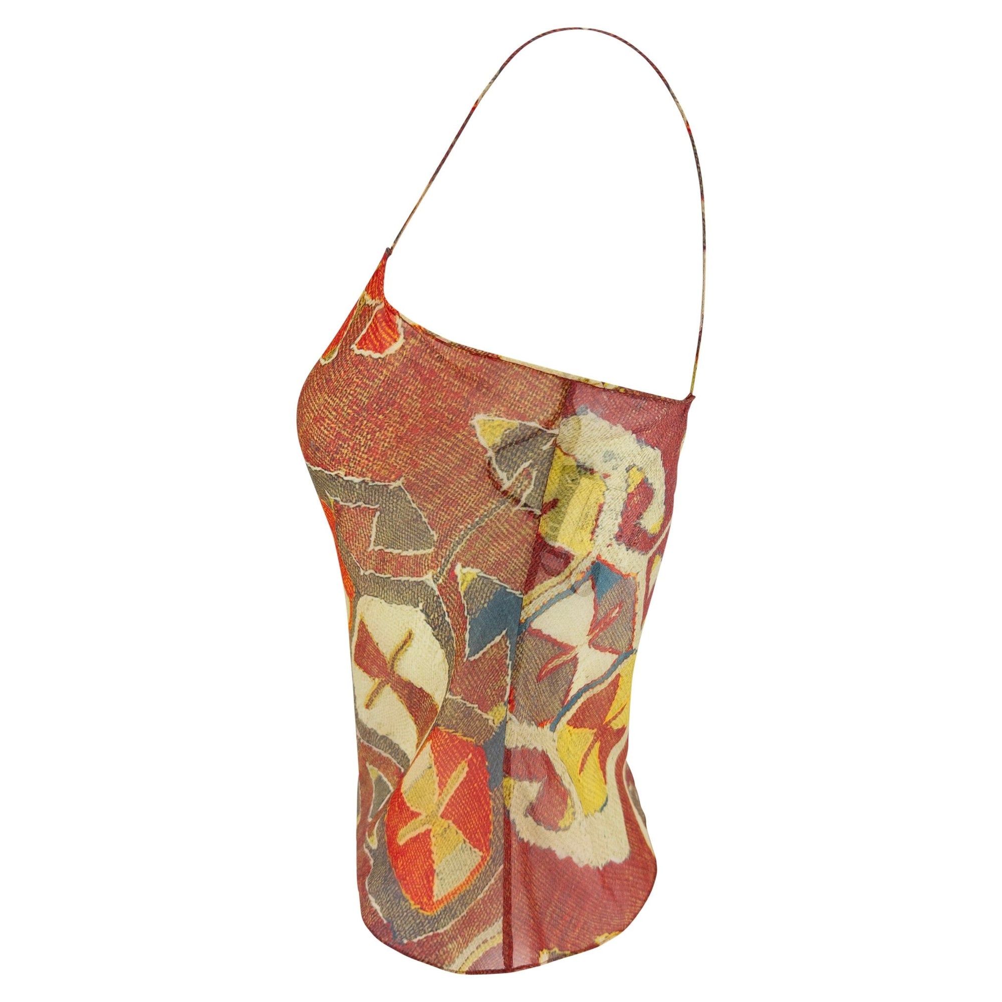 F/W 2002 Christian Dior by John Galliano Ikat Pattern Sheer Tank Top - RealList