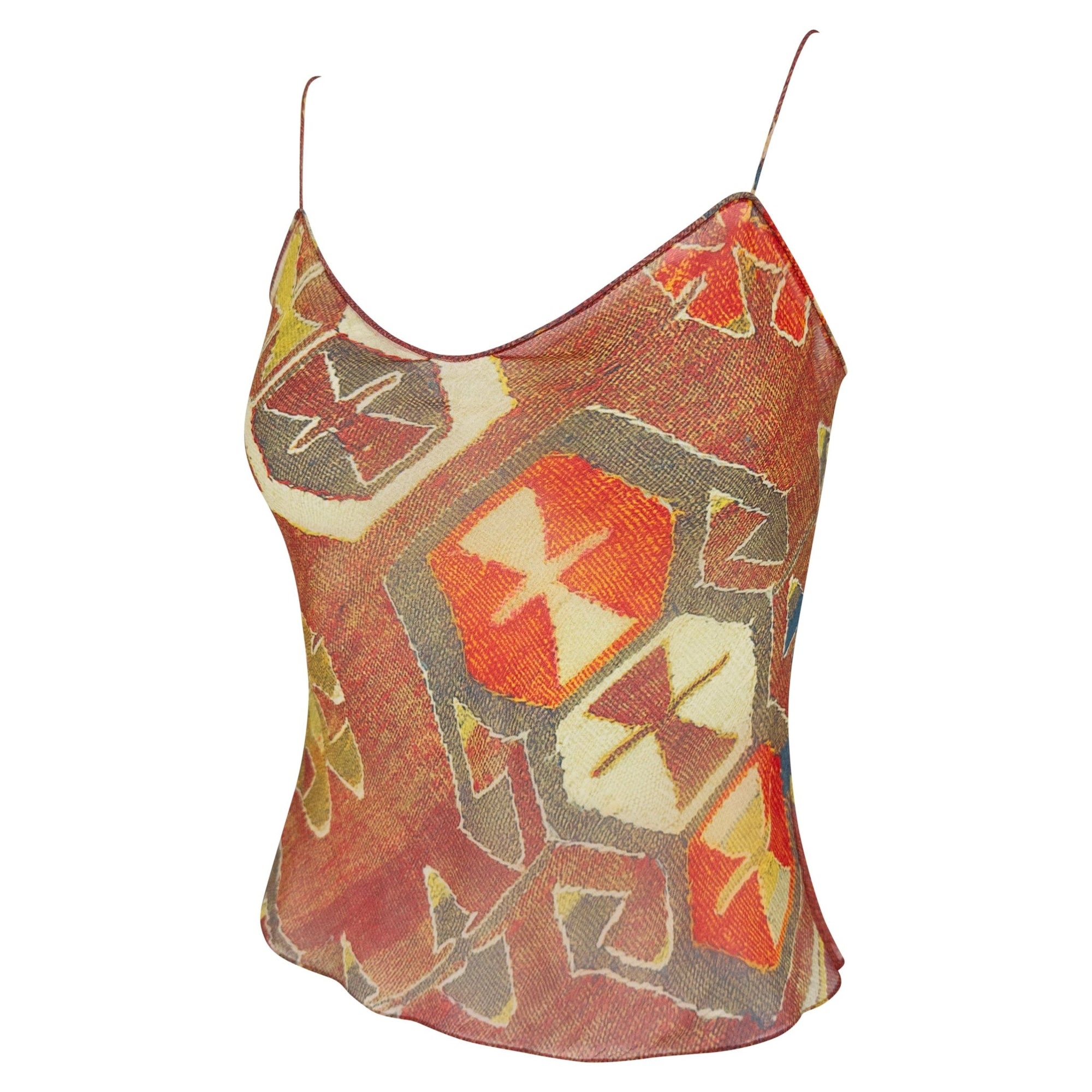 F/W 2002 Christian Dior by John Galliano Ikat Pattern Sheer Tank Top - RealList