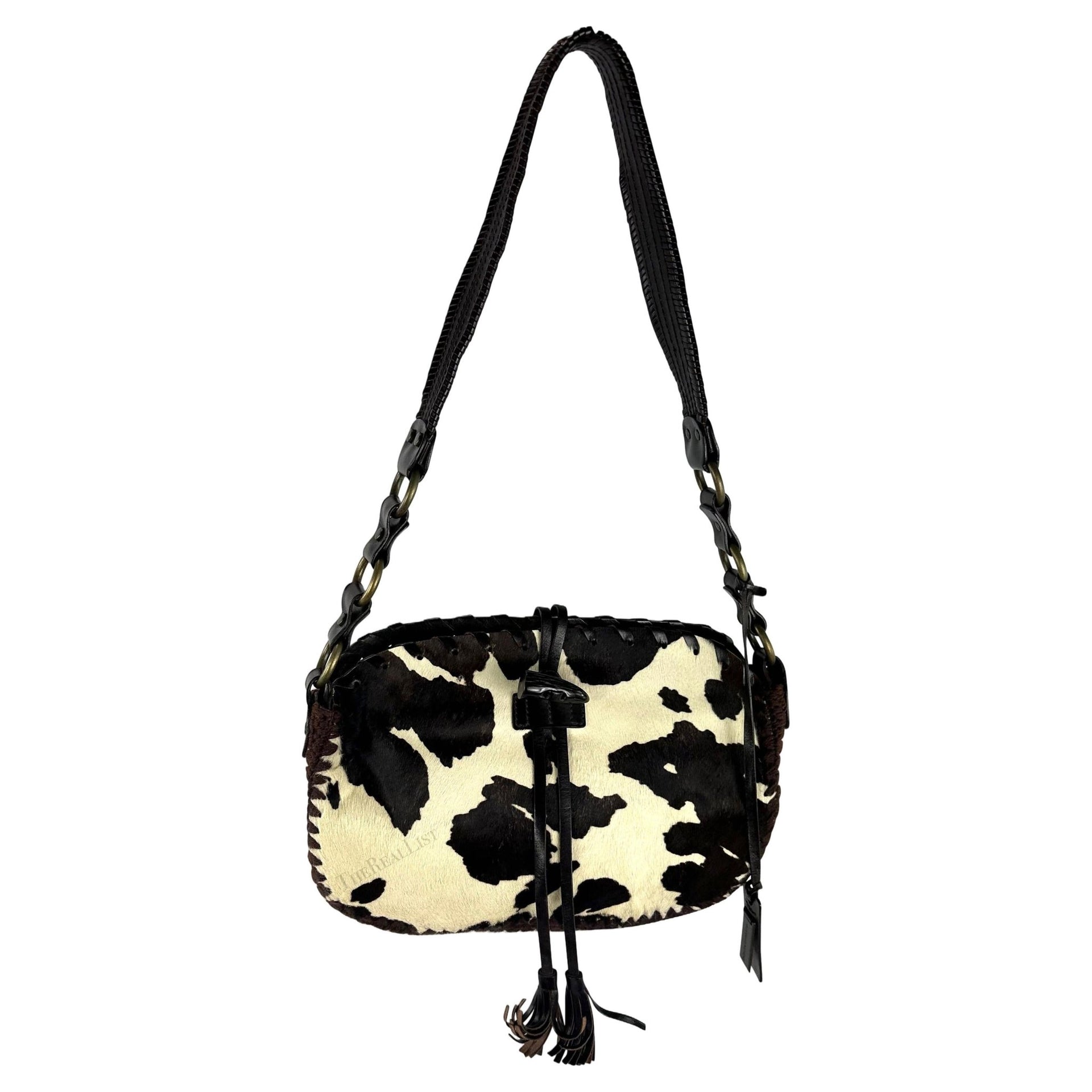 F/W 2002 Dolce & Gabbana Brown Cow Pony Hair Western Whipstitch Shoulder Bag - RealList