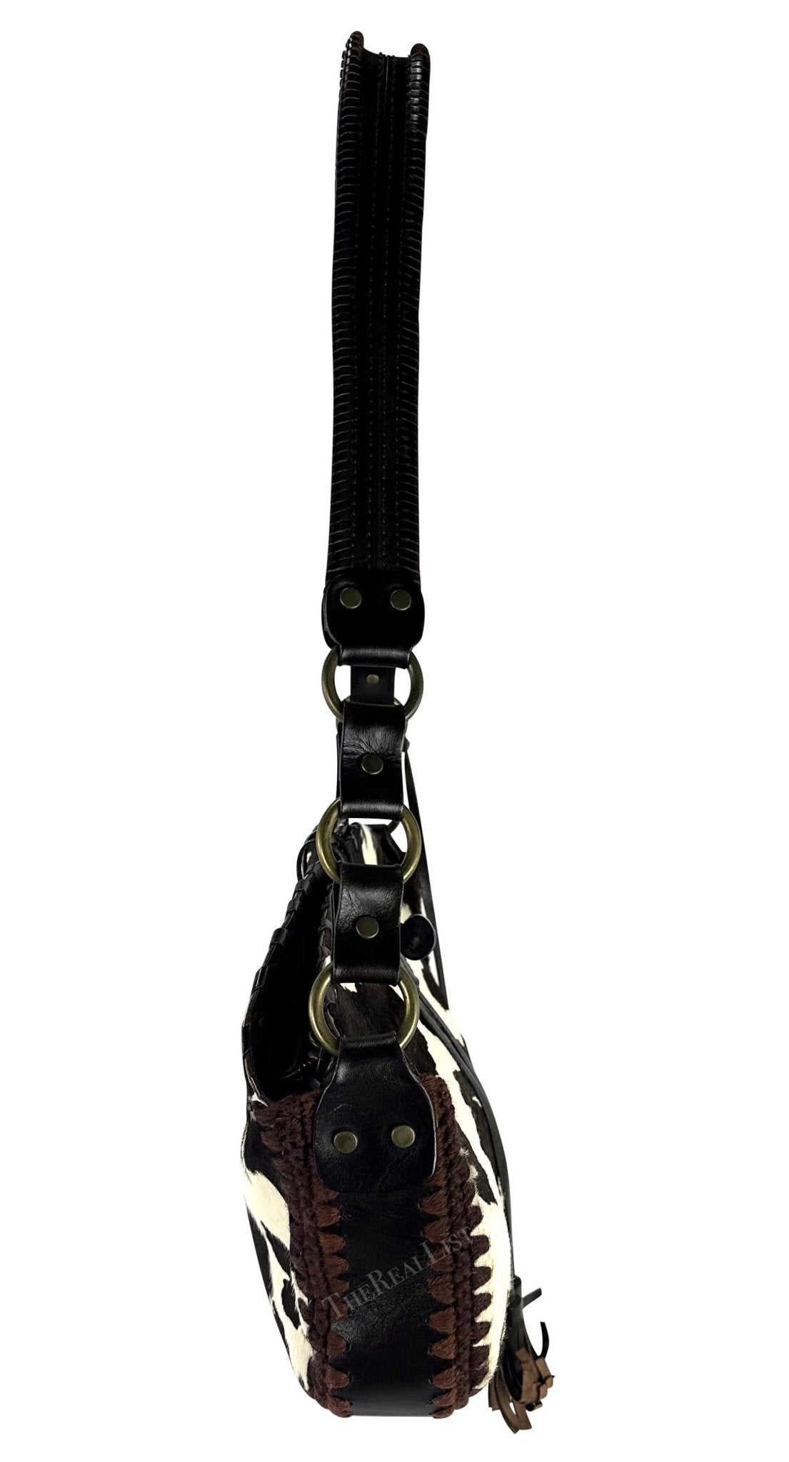 F/W 2002 Dolce & Gabbana Brown Cow Pony Hair Western Whipstitch Shoulder Bag - RealList