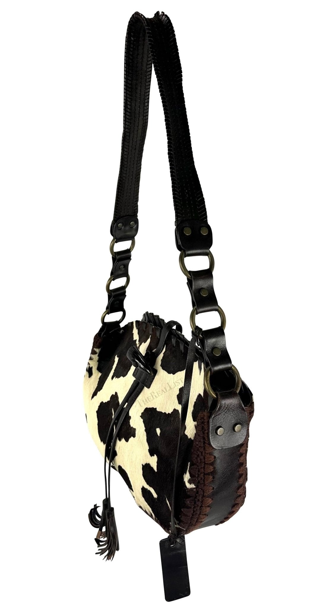 F/W 2002 Dolce & Gabbana Brown Cow Pony Hair Western Whipstitch Shoulder Bag - RealList