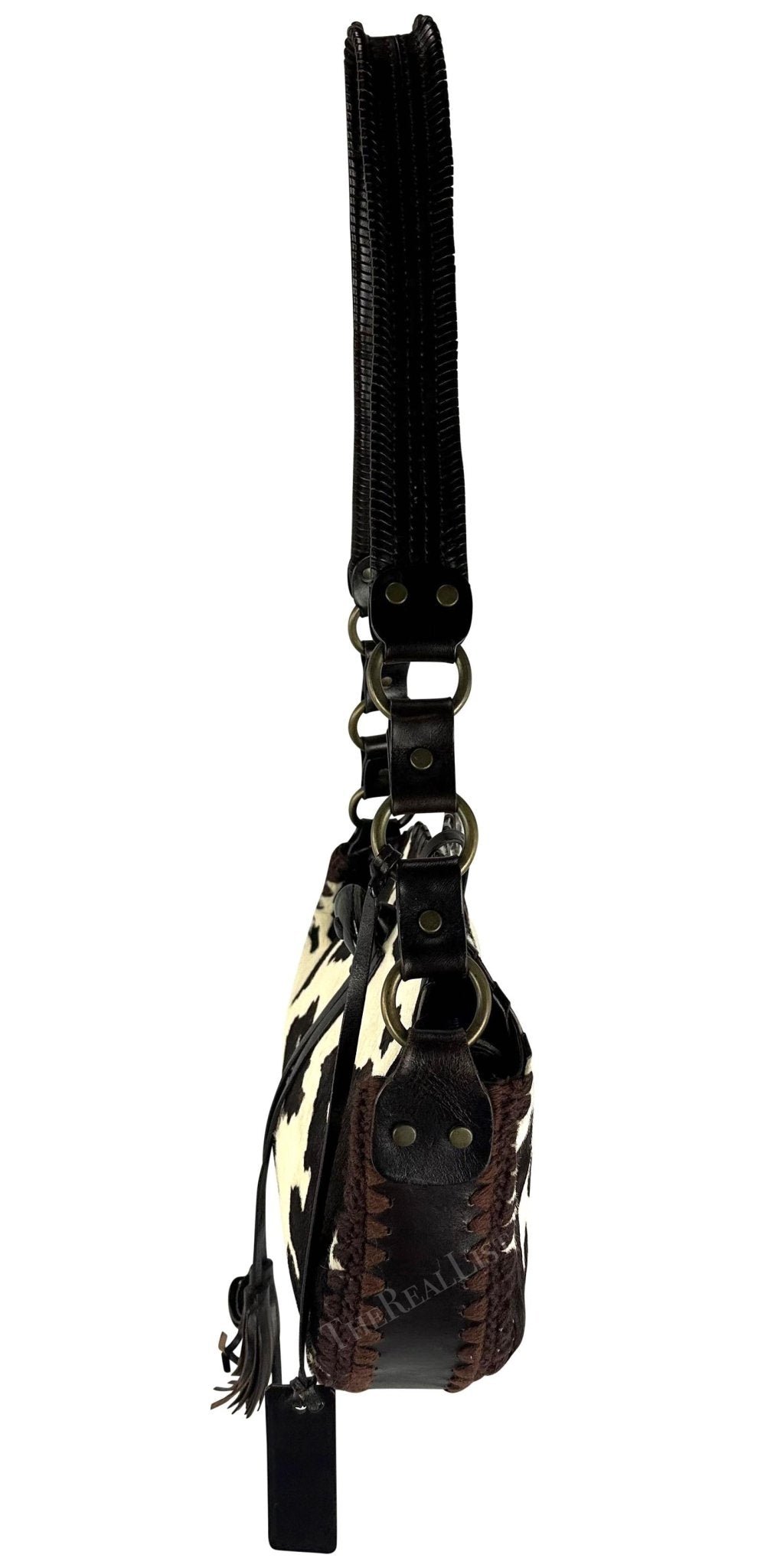 F/W 2002 Dolce & Gabbana Brown Cow Pony Hair Western Whipstitch Shoulder Bag - RealList