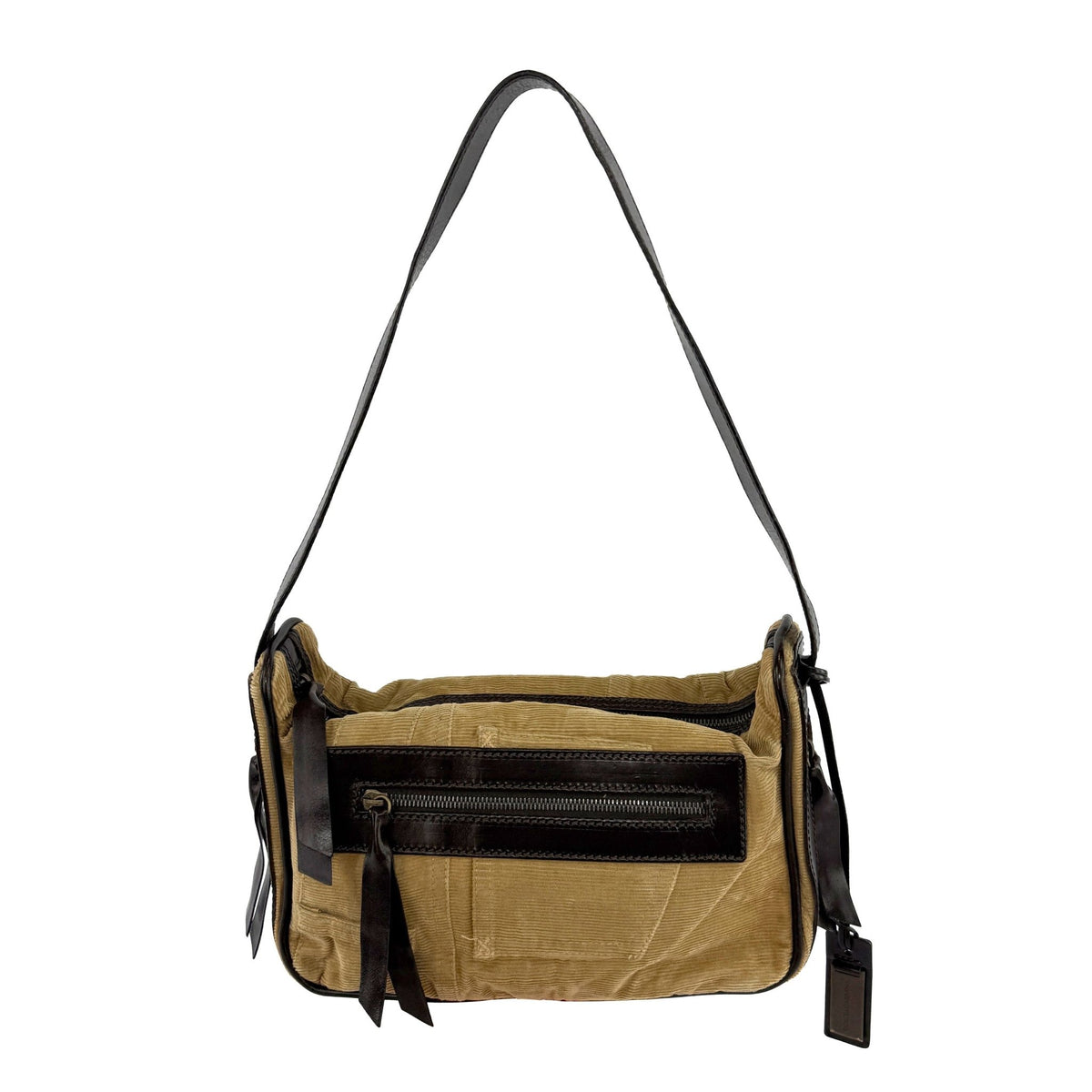 F/W 2002 Dolce & Gabbana Tan Corduroy Utility Shoulder Mini Bag - RealList