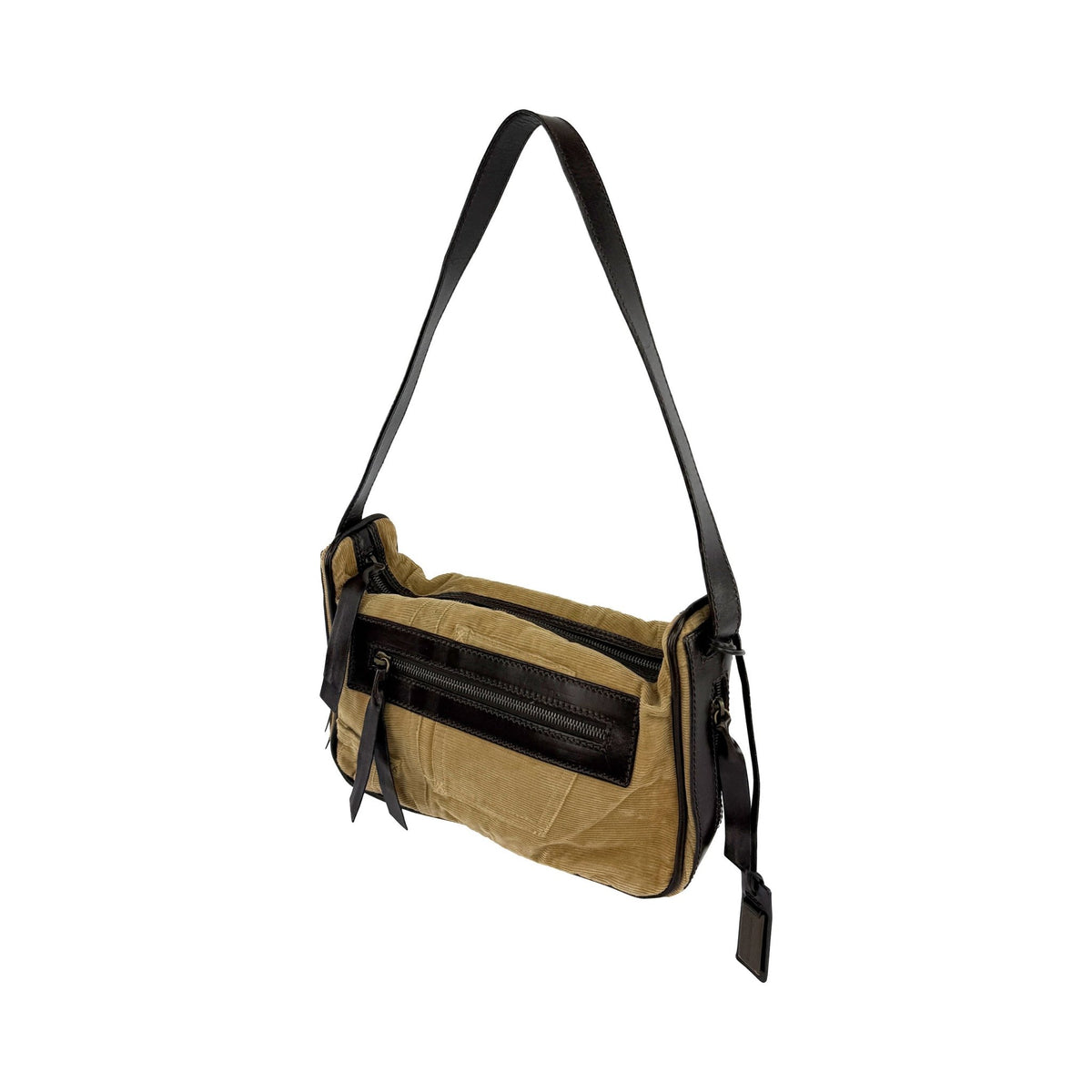 F/W 2002 Dolce & Gabbana Tan Corduroy Utility Shoulder Mini Bag - RealList