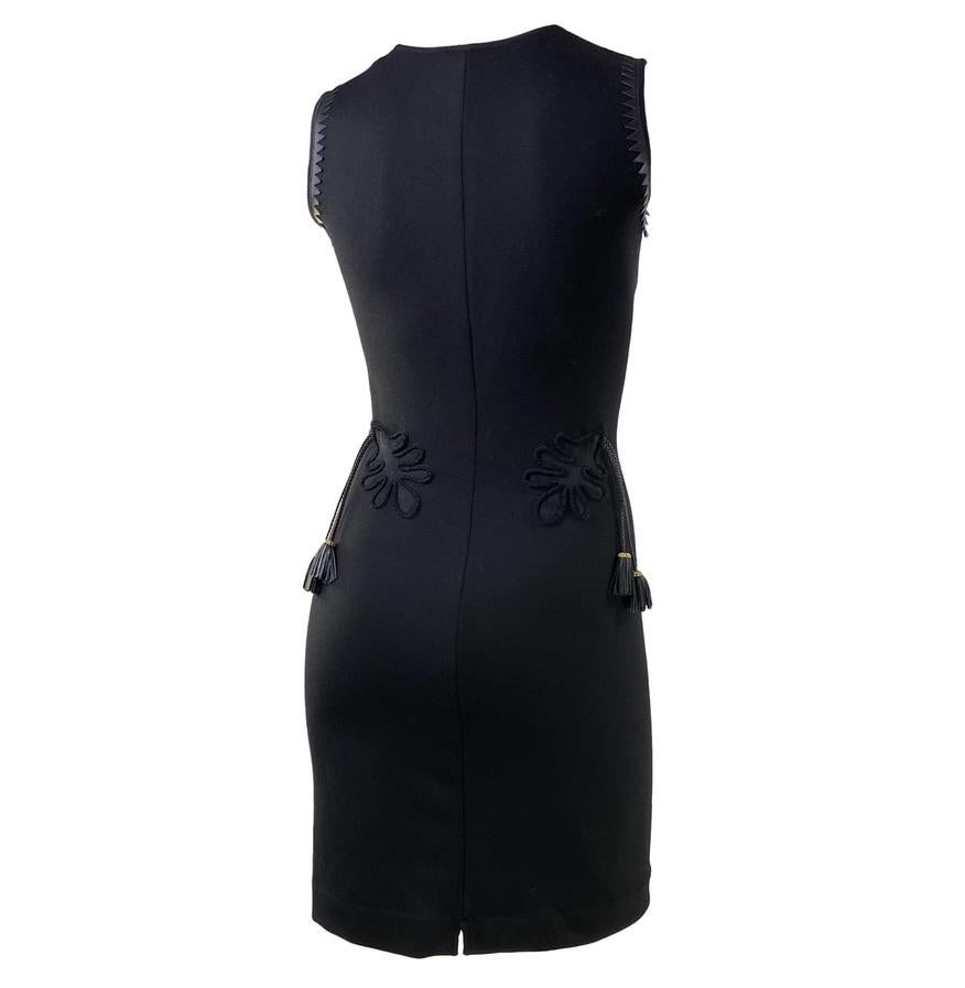 F/W 2002 Gianni Versace by Donatella Black Leather Trim Knit Dress - RealList