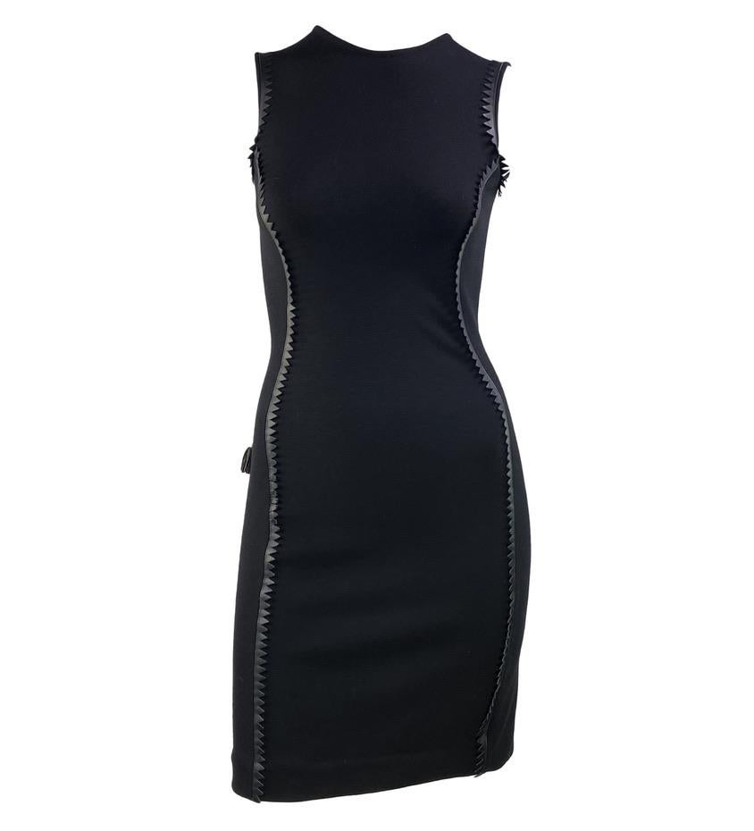 F/W 2002 Gianni Versace by Donatella Black Leather Trim Knit Dress - RealList