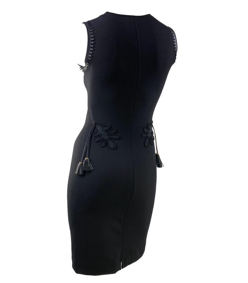 F/W 2002 Gianni Versace by Donatella Black Leather Trim Knit Dress - RealList