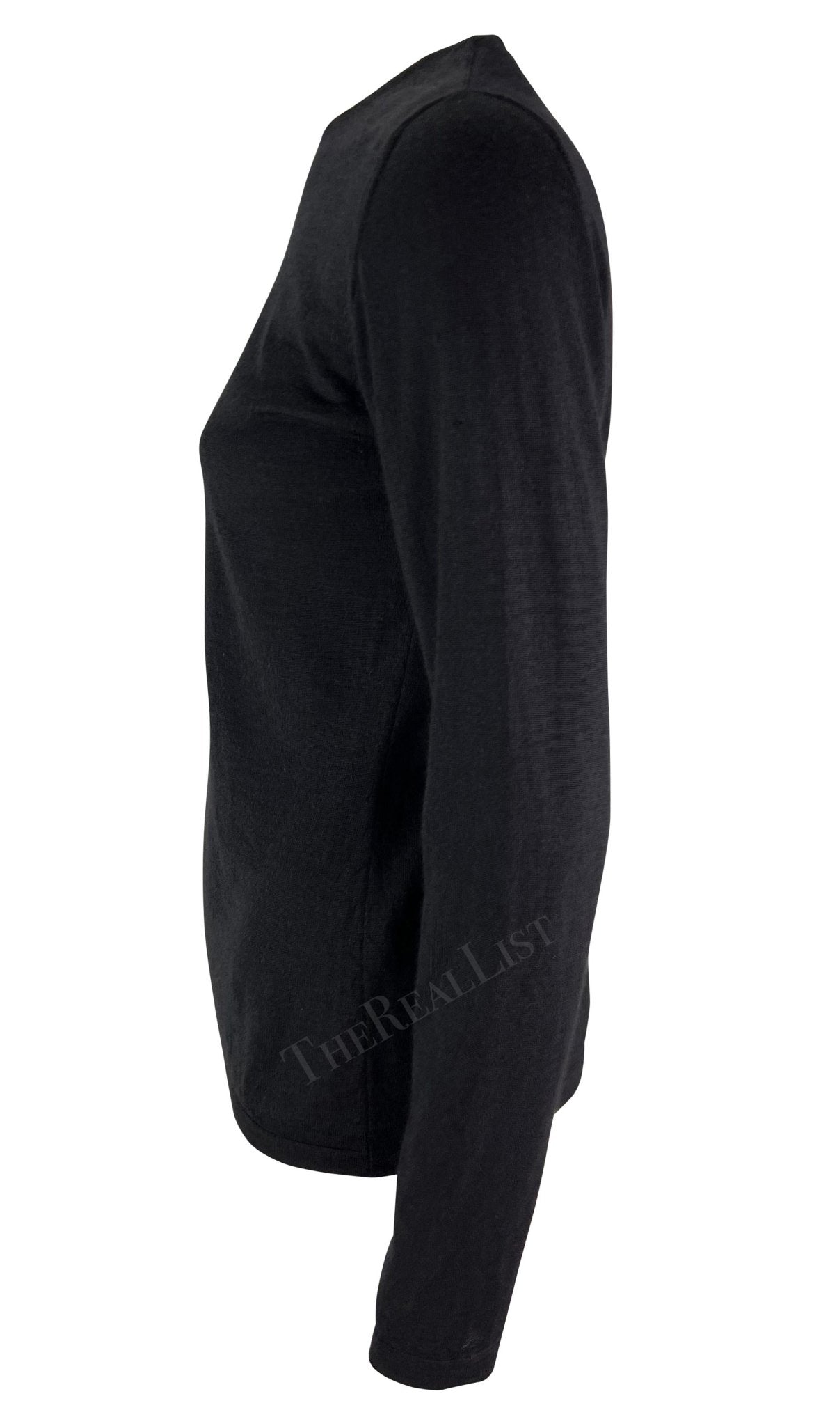 F/W 2002 Gianni Versace by Donatella Black Sequin 'V' Monogram Knit Sweater - RealList