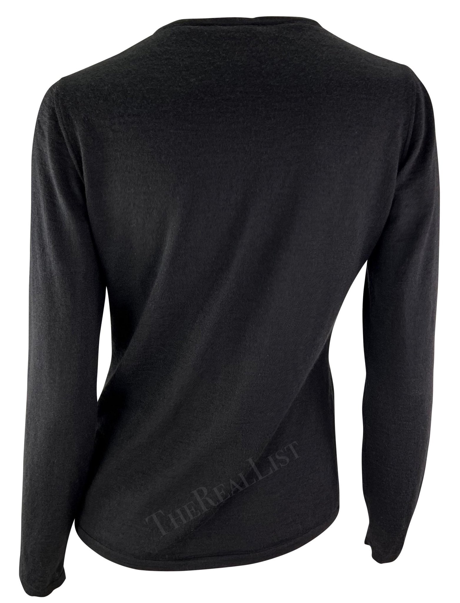 F/W 2002 Gianni Versace by Donatella Black Sequin 'V' Monogram Knit Sweater - RealList