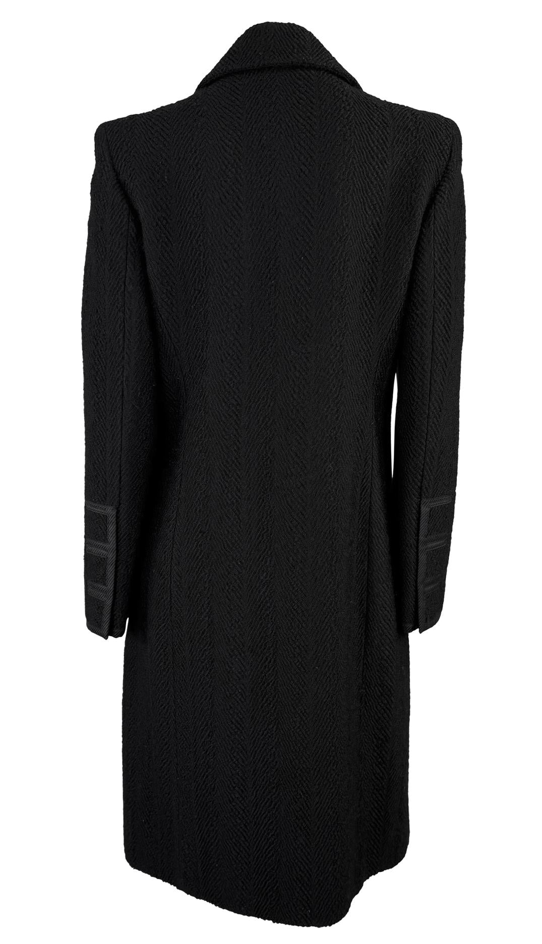 F/W 2002 Gianni Versace by Donatella Black Tweed Runway Trench Coat - RealList