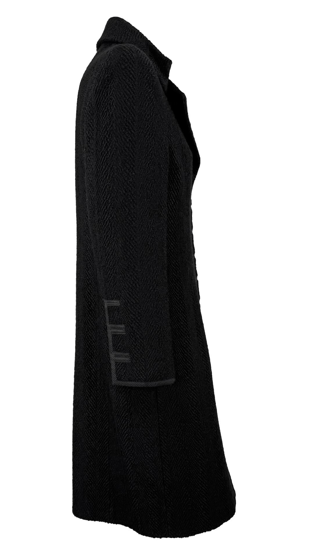 F/W 2002 Gianni Versace by Donatella Black Tweed Runway Trench Coat - RealList