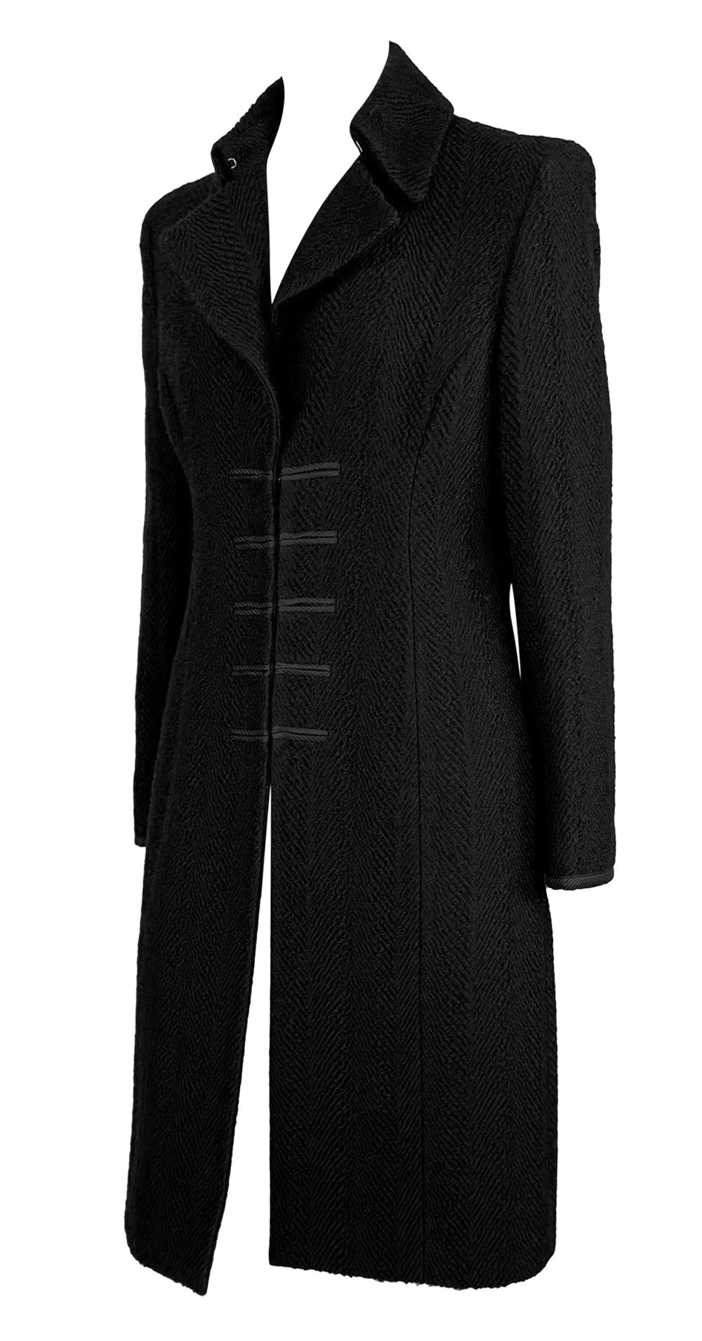 F/W 2002 Gianni Versace by Donatella Black Tweed Runway Trench Coat - RealList