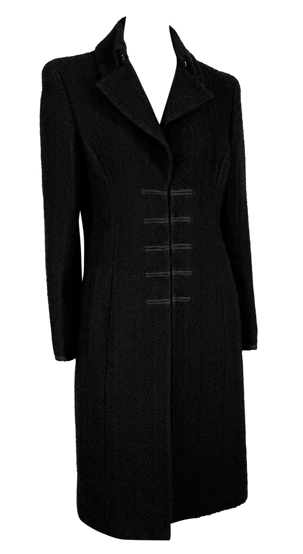 F/W 2002 Gianni Versace by Donatella Black Tweed Runway Trench Coat - RealList