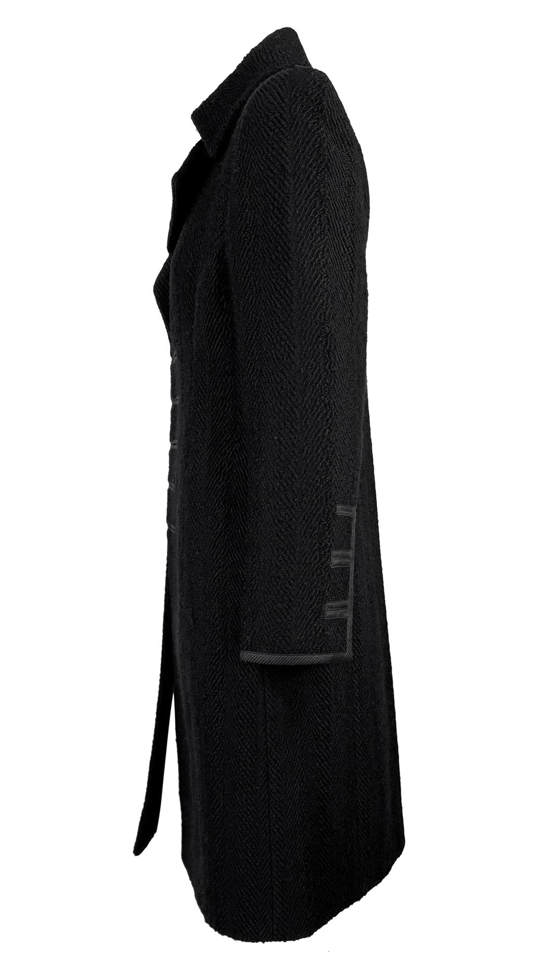 F/W 2002 Gianni Versace by Donatella Black Tweed Runway Trench Coat - RealList