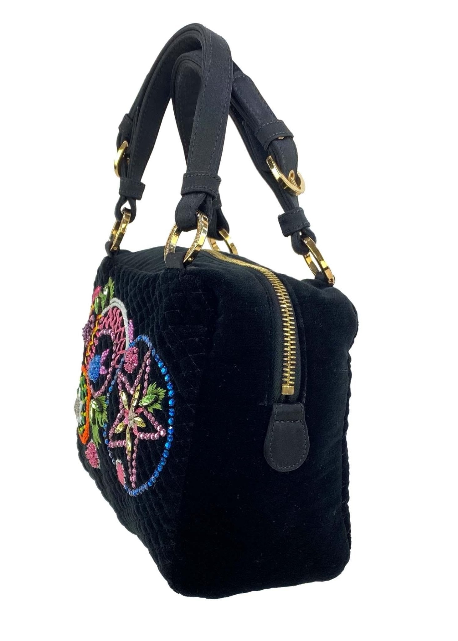 F/W 2002 Gianni Versace by Donatella Rhinestone Embroidered Velvet Mini Bag - RealList