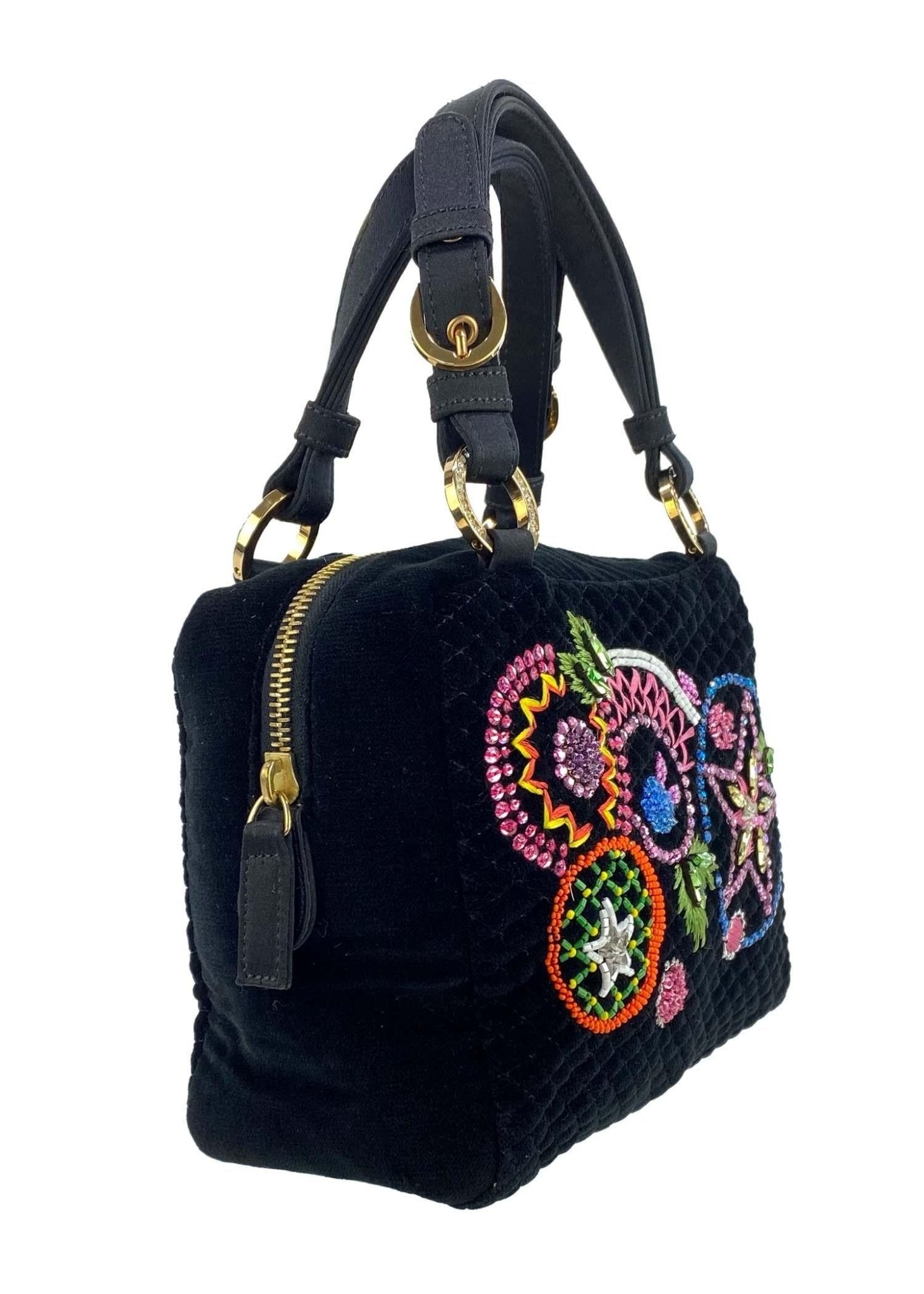 F/W 2002 Gianni Versace by Donatella Rhinestone Embroidered Velvet Mini Bag - RealList