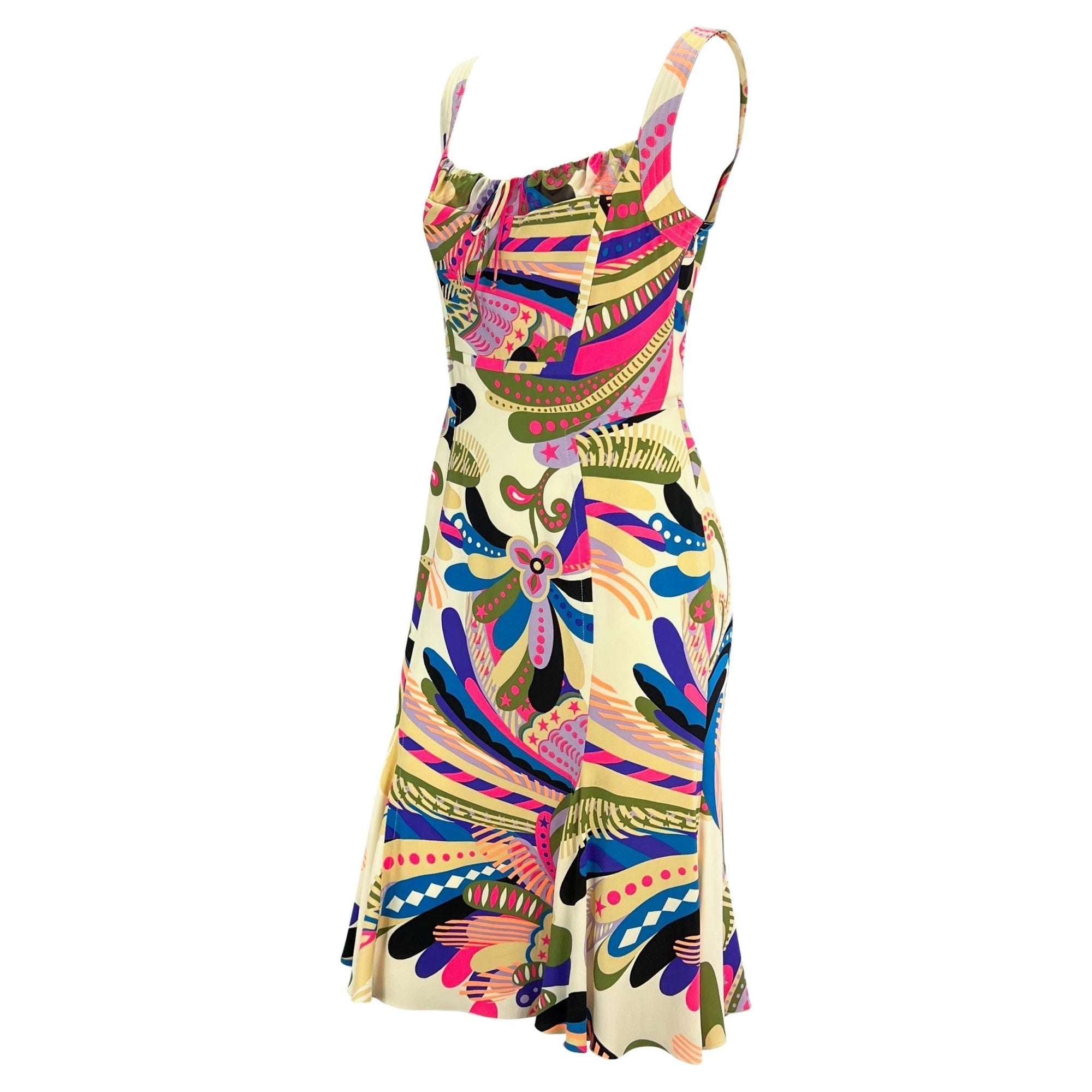 F/W 2002 Gianni Versace by Donatella Runway Psychedelic Print Sleeveless Dress - RealList