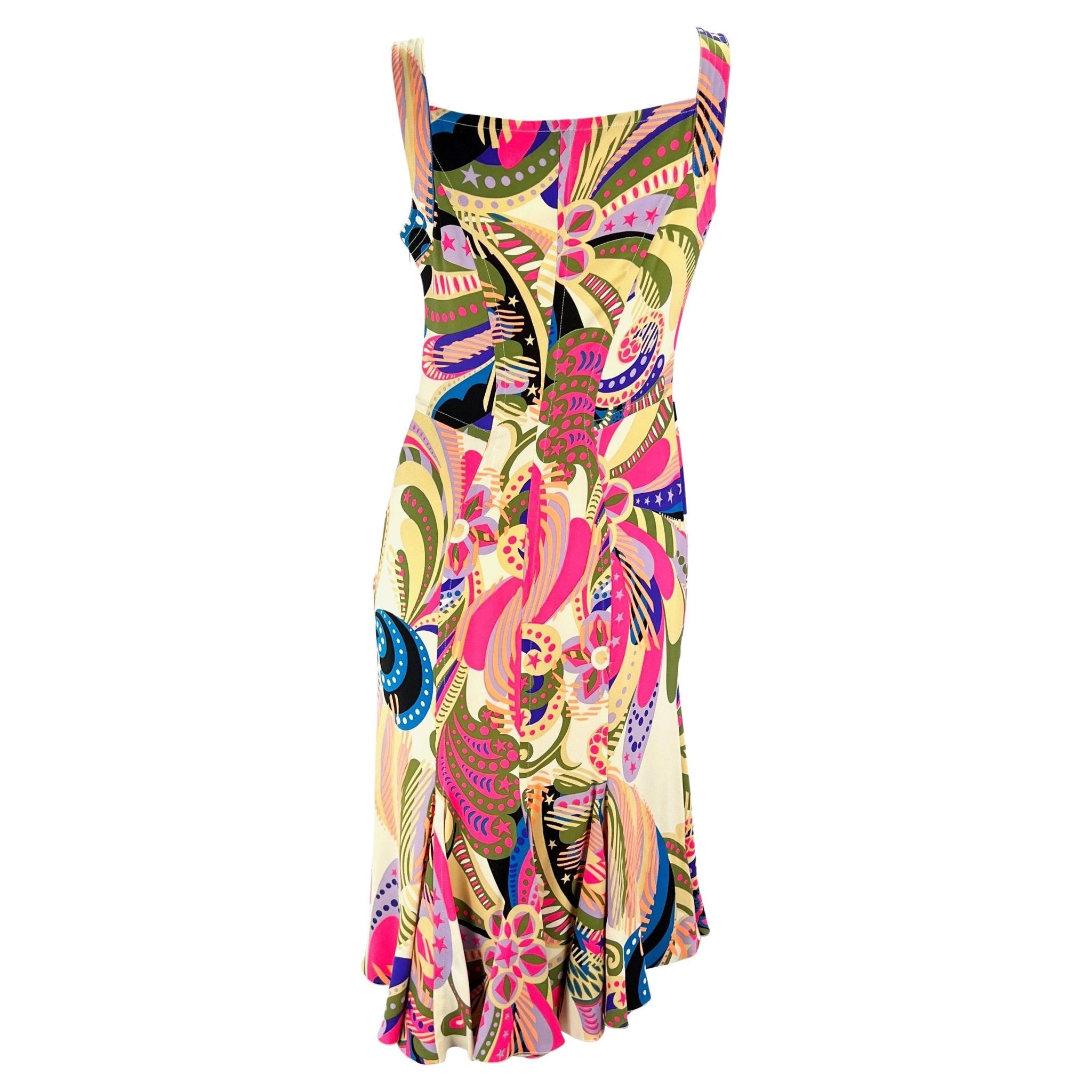 F/W 2002 Gianni Versace by Donatella Runway Psychedelic Print Sleeveless Dress - RealList