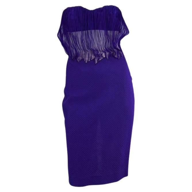 F/W 2002 Gianni Versace by Donatella Runway Sheer Purple Strapless Quilted Dress - RealList