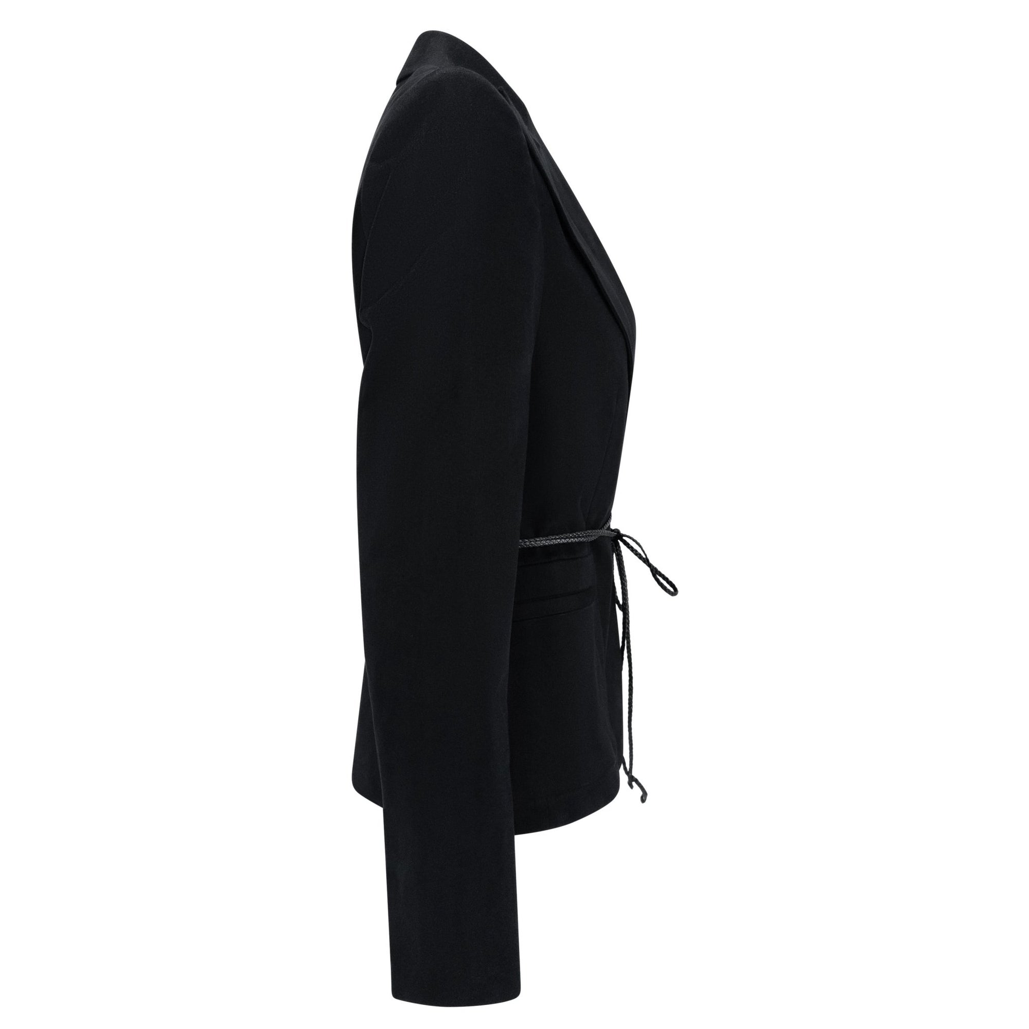 F/W 2002 Gucci by Tom Ford Black Braided Leather Tie Moleskin Blazer Jacket - RealList