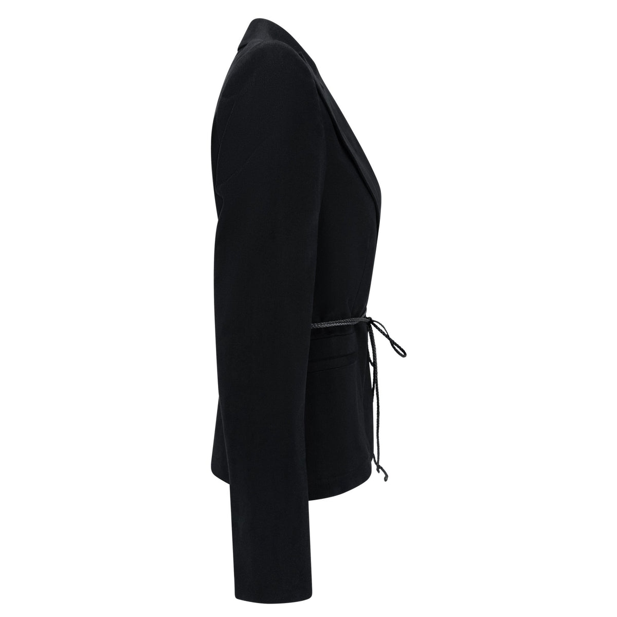 F/W 2002 Gucci by Tom Ford Black Braided Leather Tie Moleskin Blazer Jacket - RealList