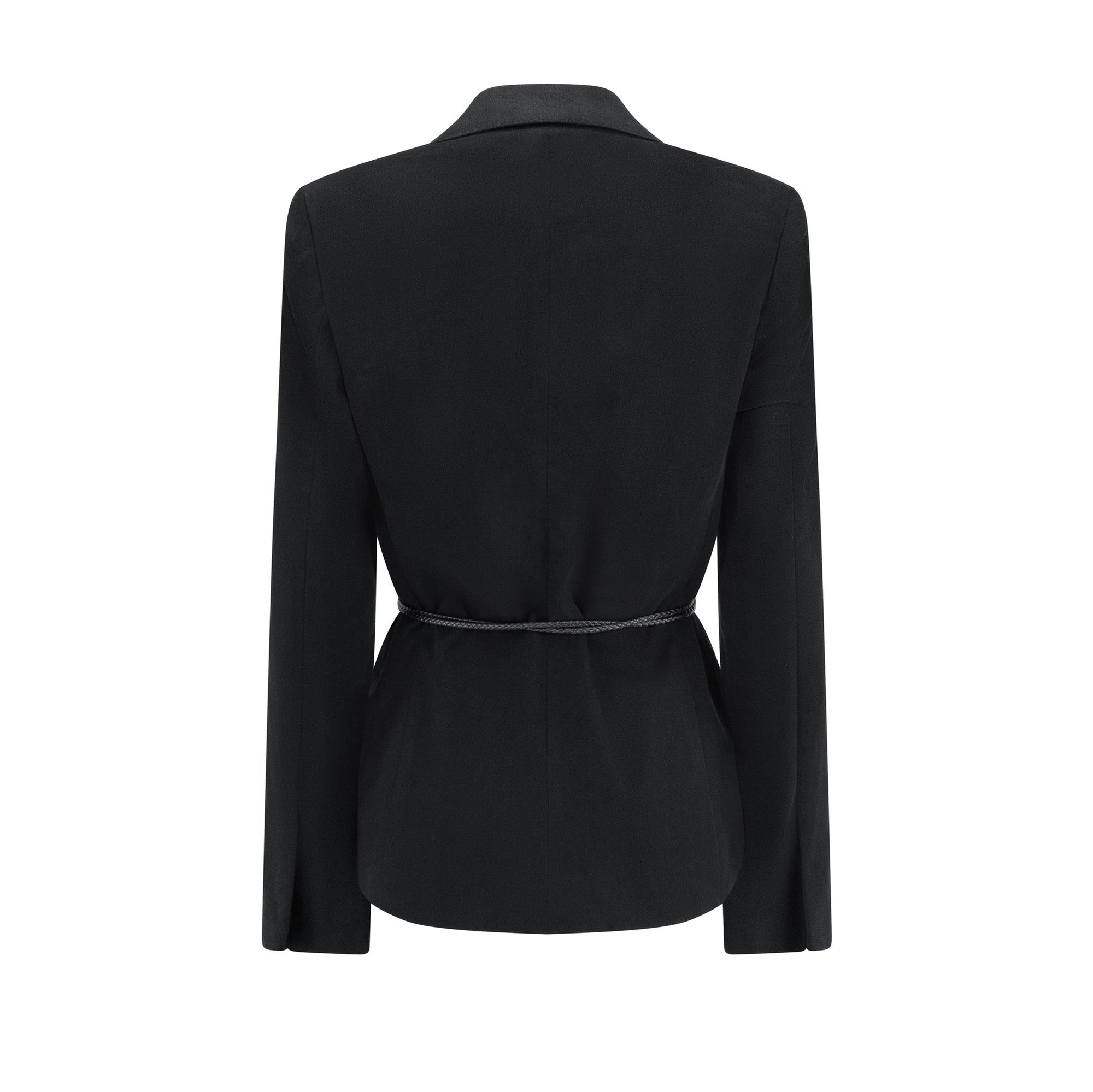 F/W 2002 Gucci by Tom Ford Black Braided Leather Tie Moleskin Blazer Jacket - RealList