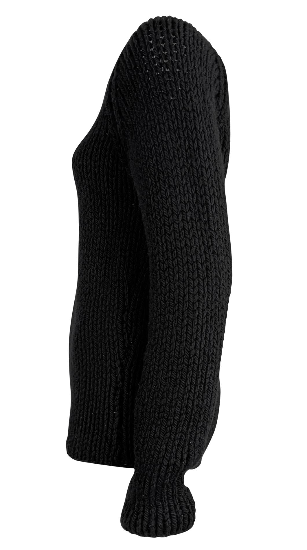 F/W 2002 Gucci by Tom Ford Black Cashmere Leather Tie Sweater Top - RealList