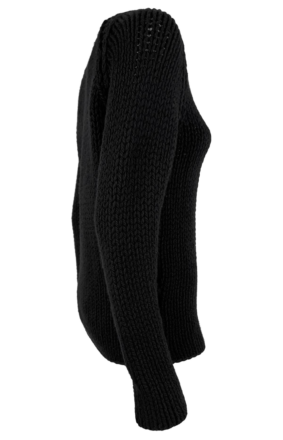 F/W 2002 Gucci by Tom Ford Black Cashmere Leather Tie Sweater Top - RealList