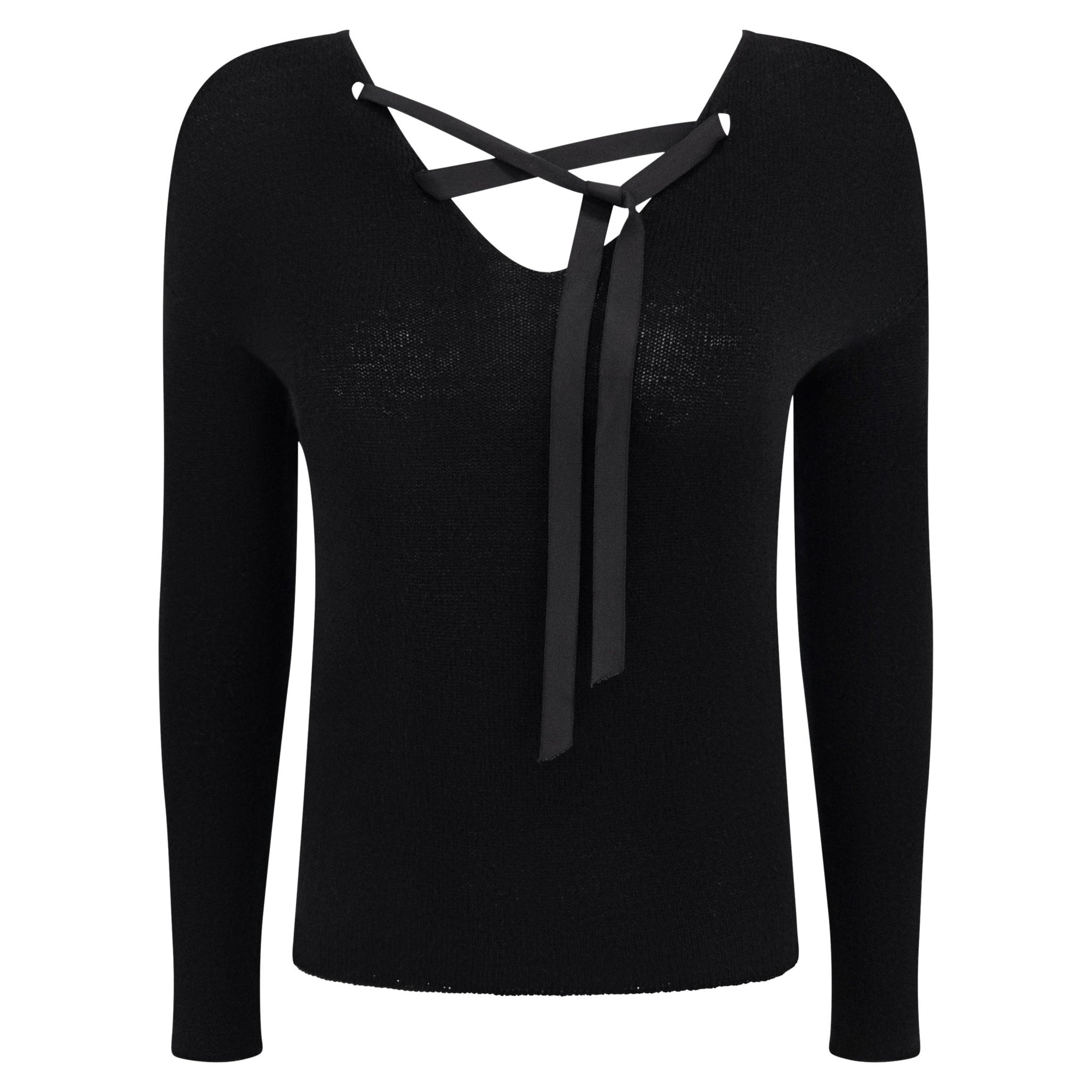 F/W 2002 Gucci by Tom Ford Black Cashmere Ribbon Lace - Up Sweater - RealList
