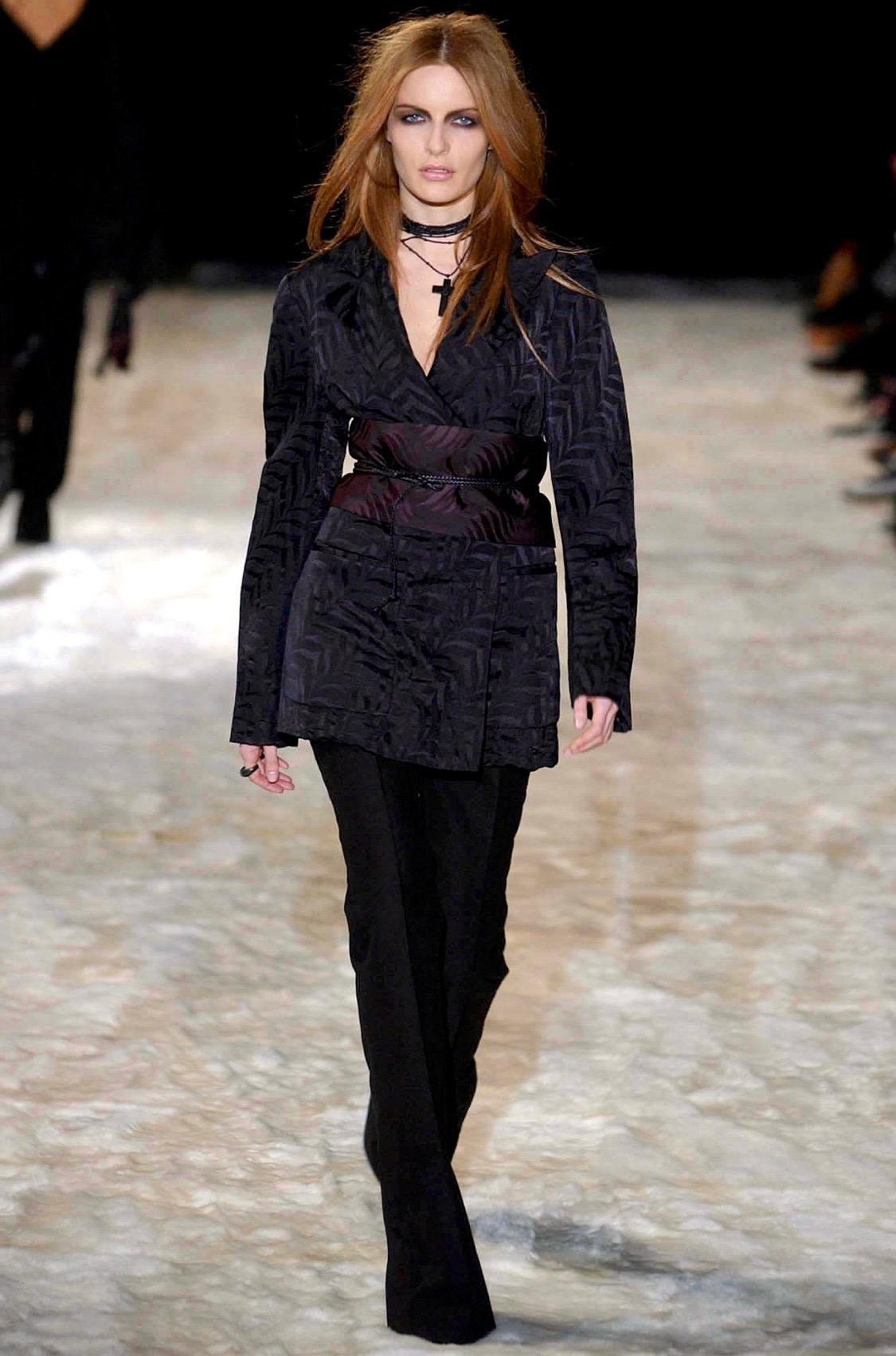 F/W 2002 Gucci by Tom Ford Black Kimono Print Silk Flare Pants - RealList