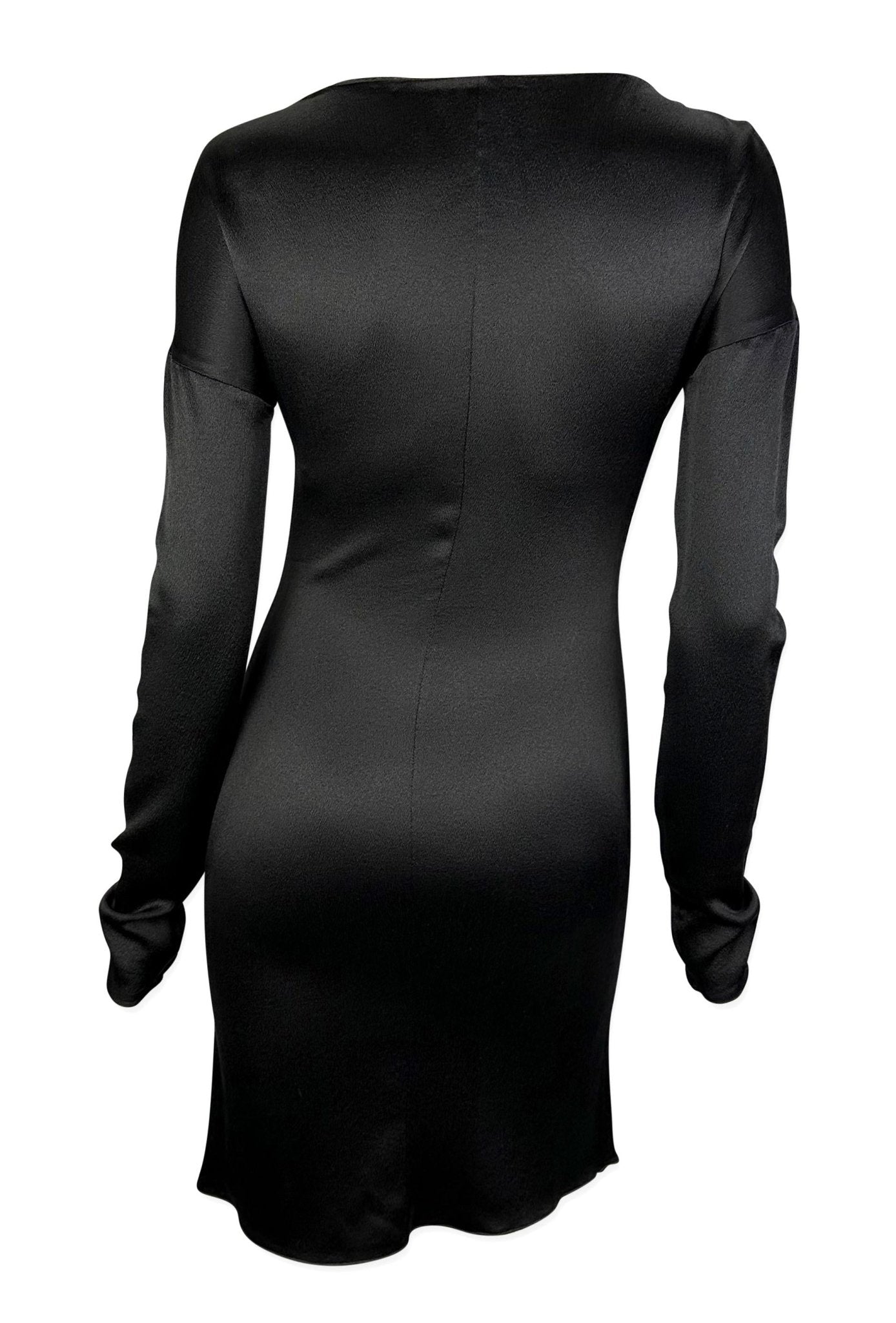 F/W 2002 Gucci by Tom Ford Black Silk Lace - Up Flare Mini Dress - RealList