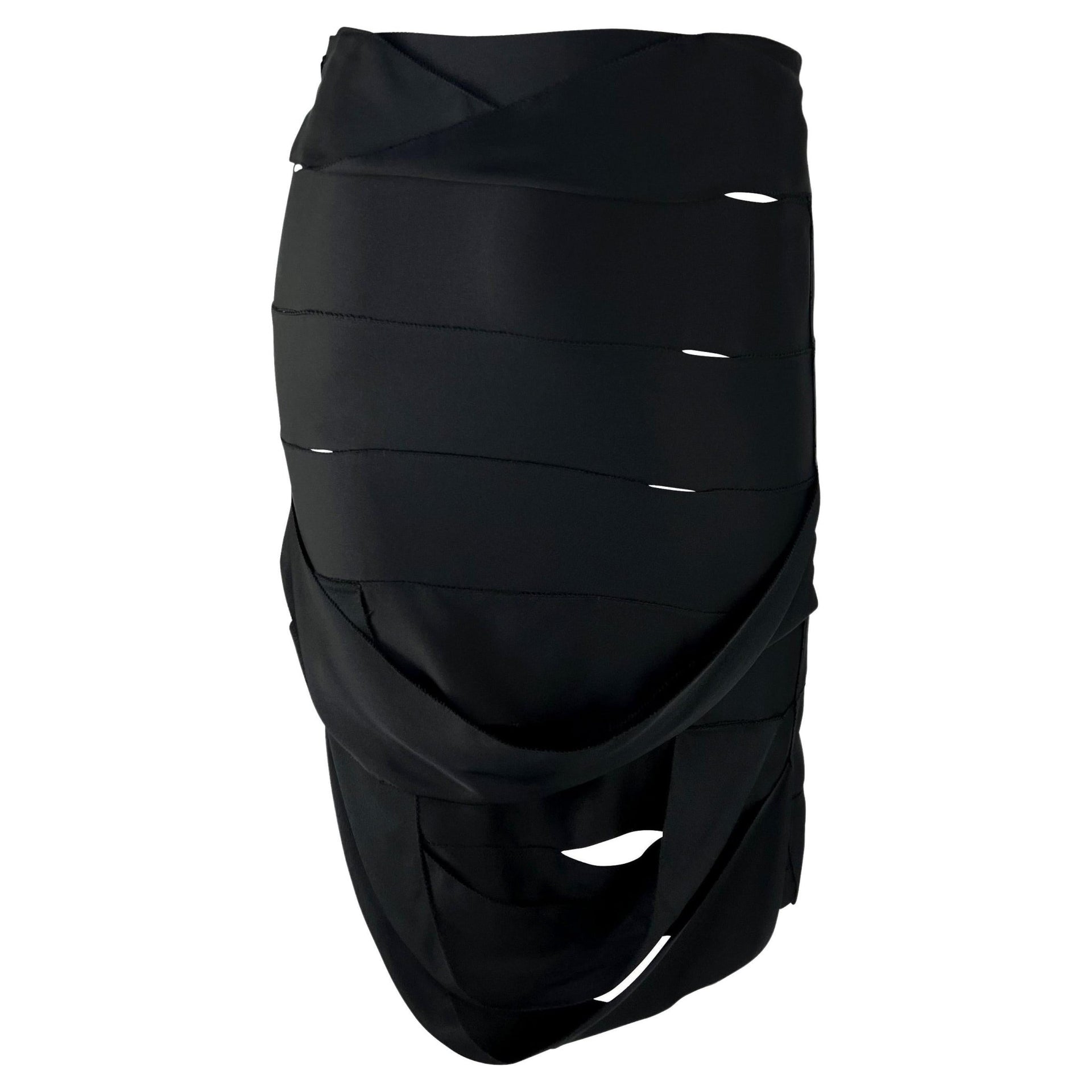 F/W 2002 Gucci by Tom Ford Black Silk Satin Ribbon Bodycon Skirt - RealList