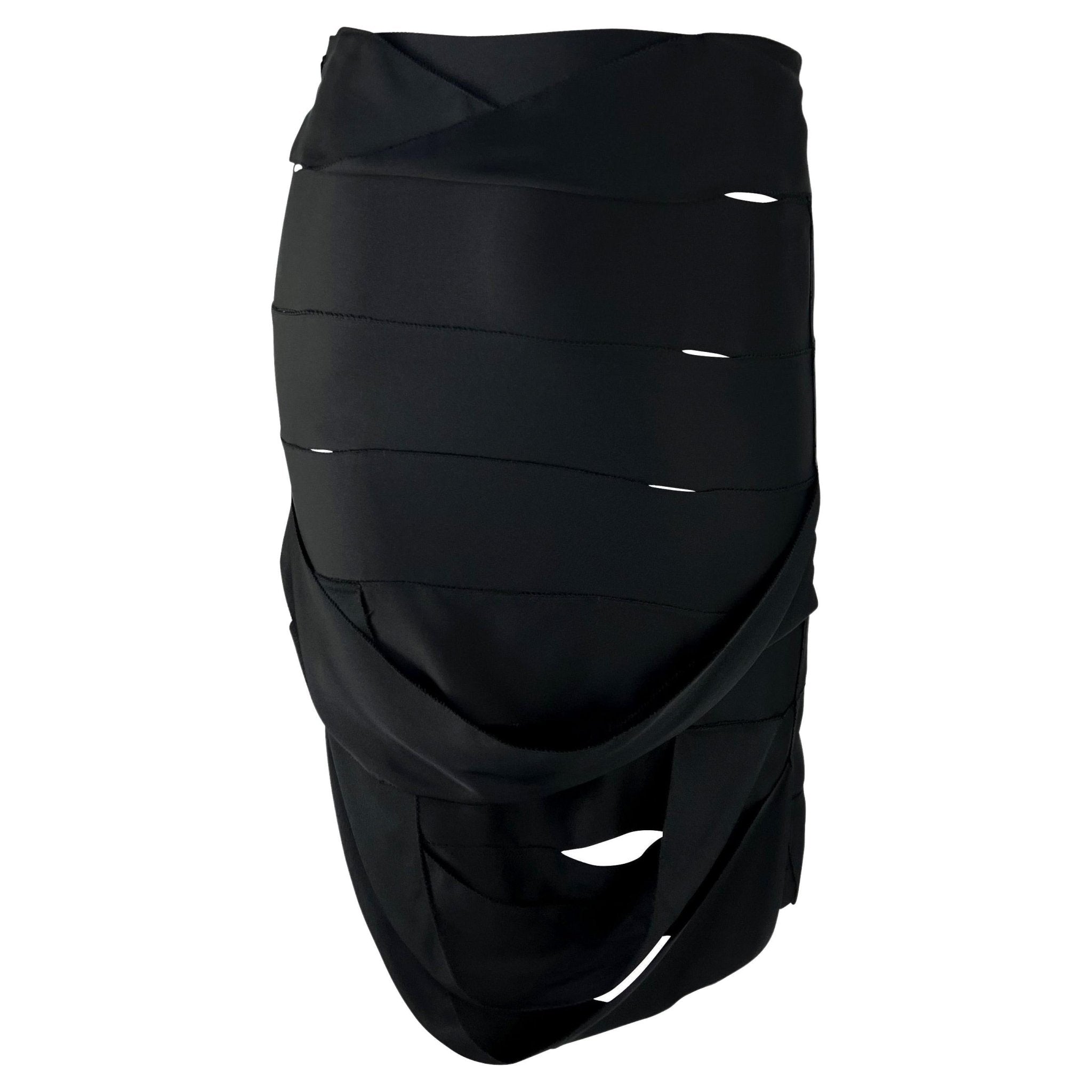 F/W 2002 Gucci by Tom Ford Black Silk Satin Ribbon Bodycon Skirt - RealList